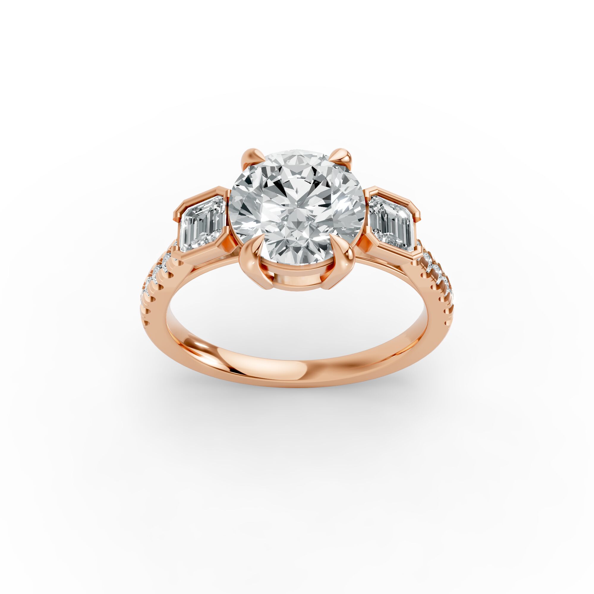 Round Shape Diamond Fancy Engagement Ring in Gold