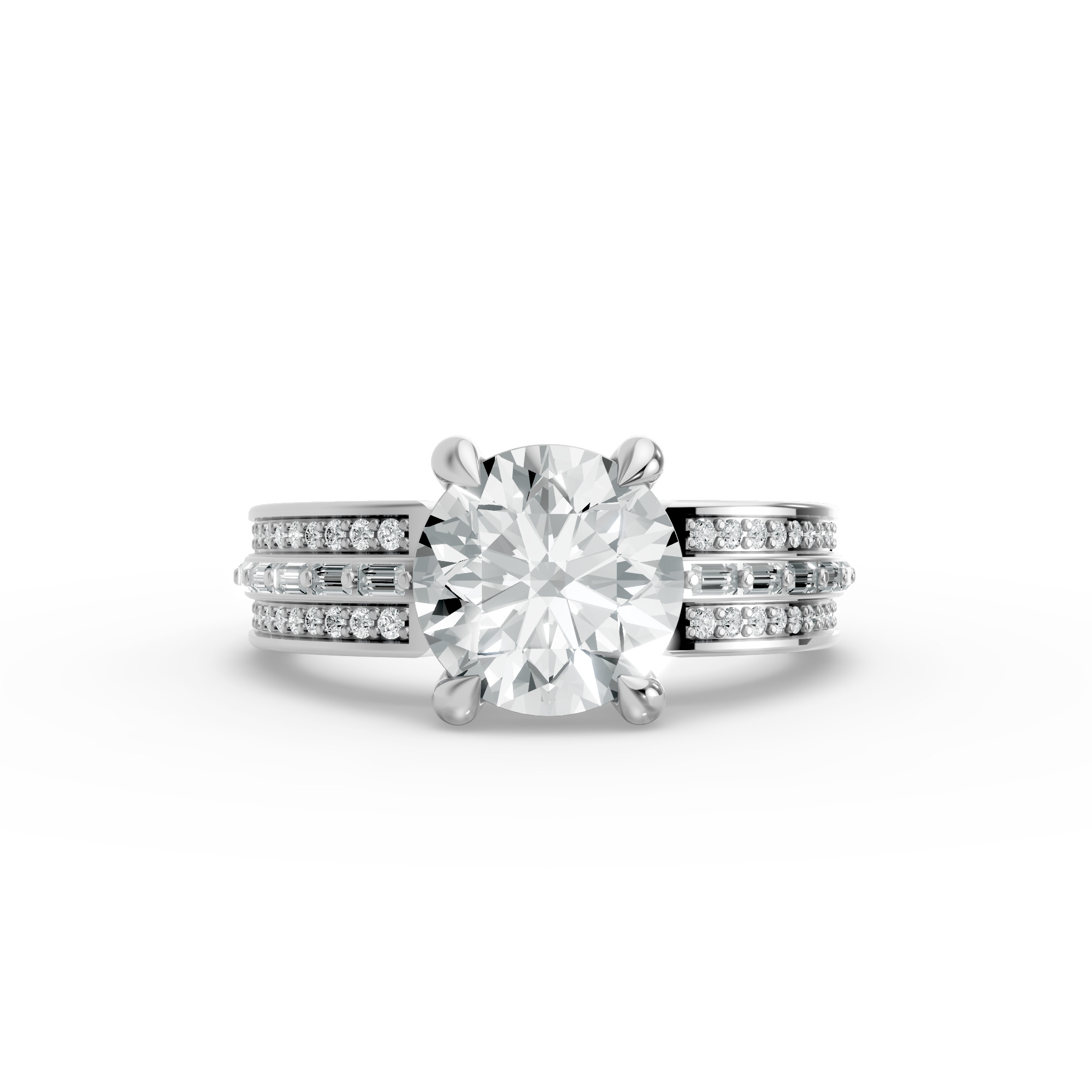 Round Shape Diamond Fancy Engagement Ring in Gold