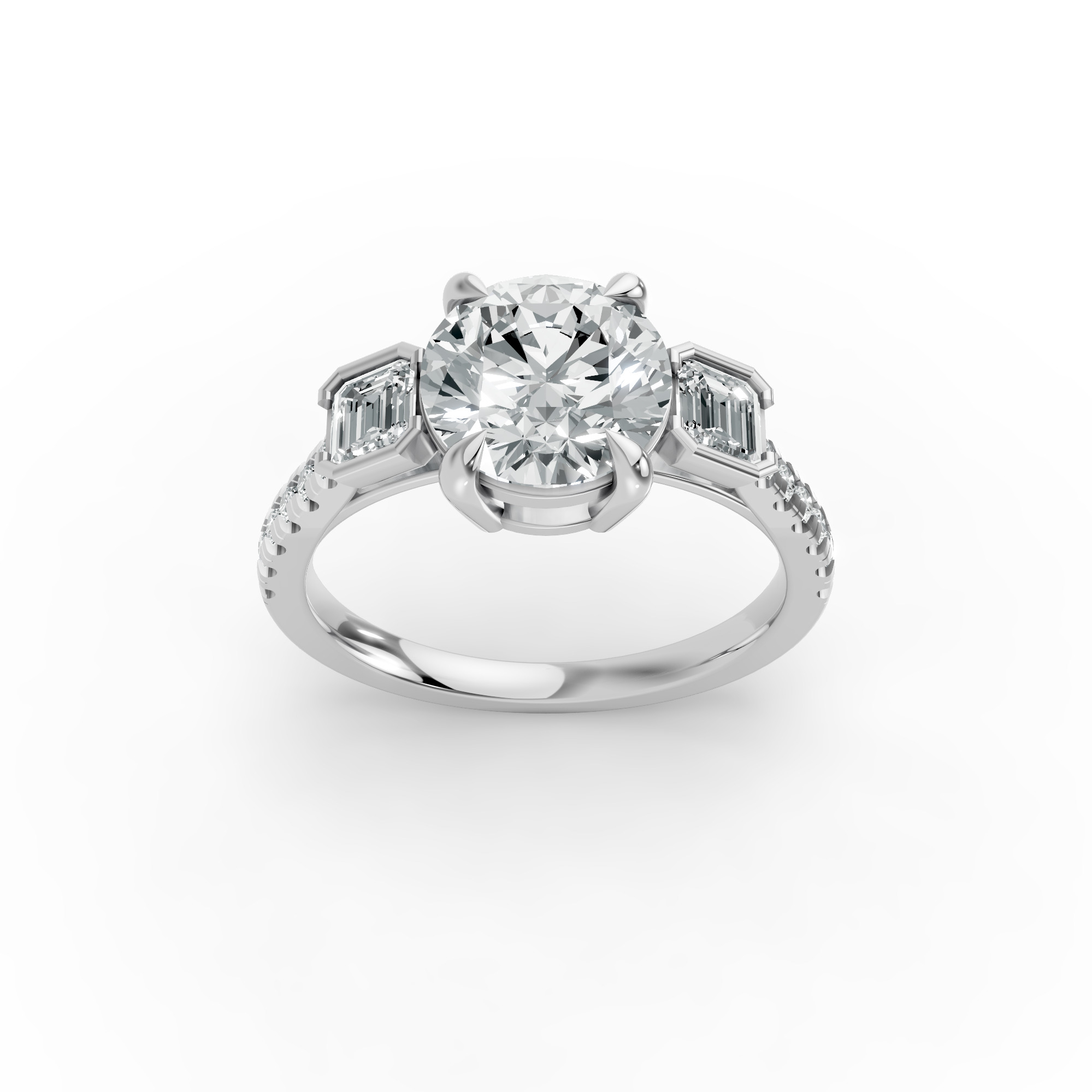 Round Shape Diamond Fancy Engagement Ring in Gold
