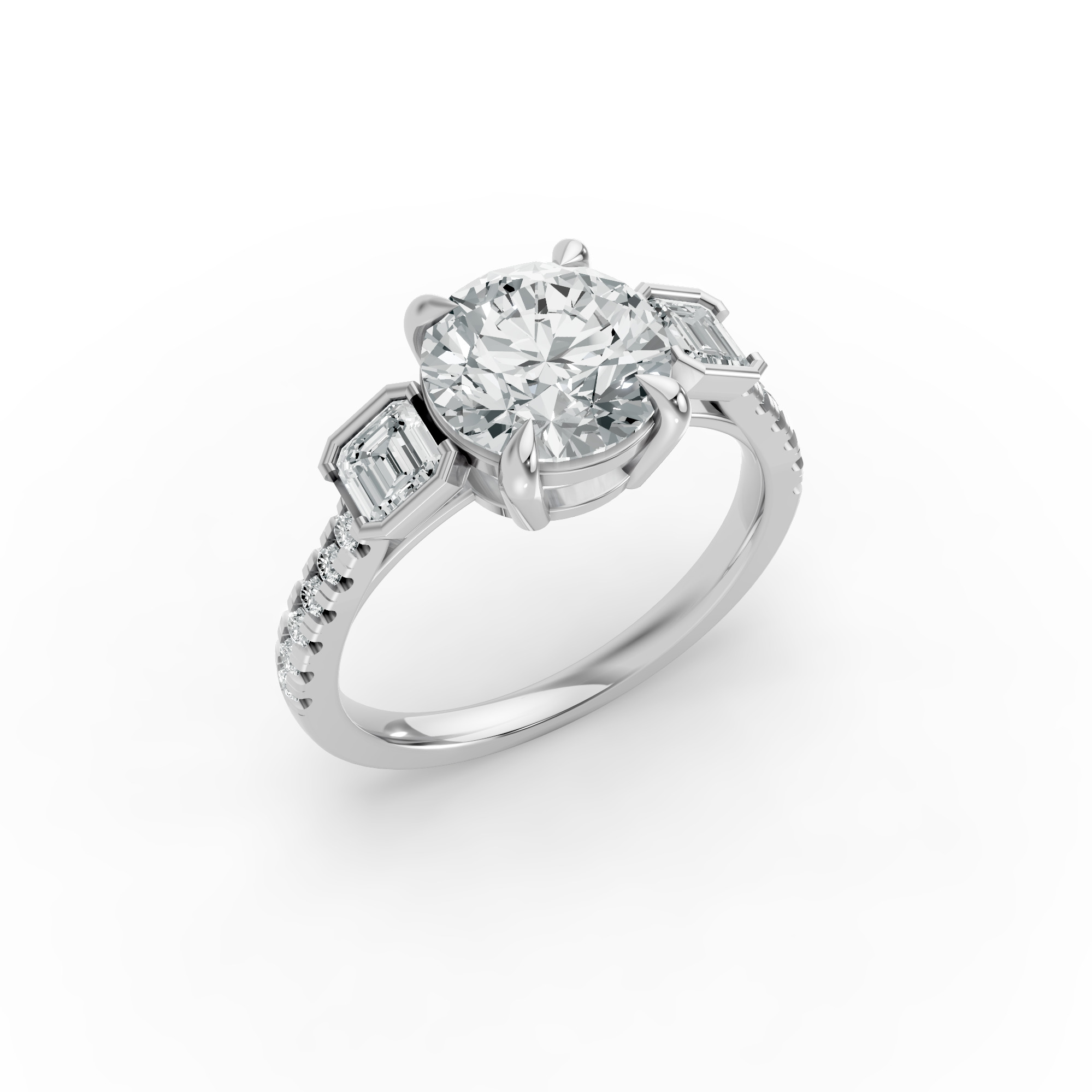 Round Shape Diamond Fancy Engagement Ring in Gold
