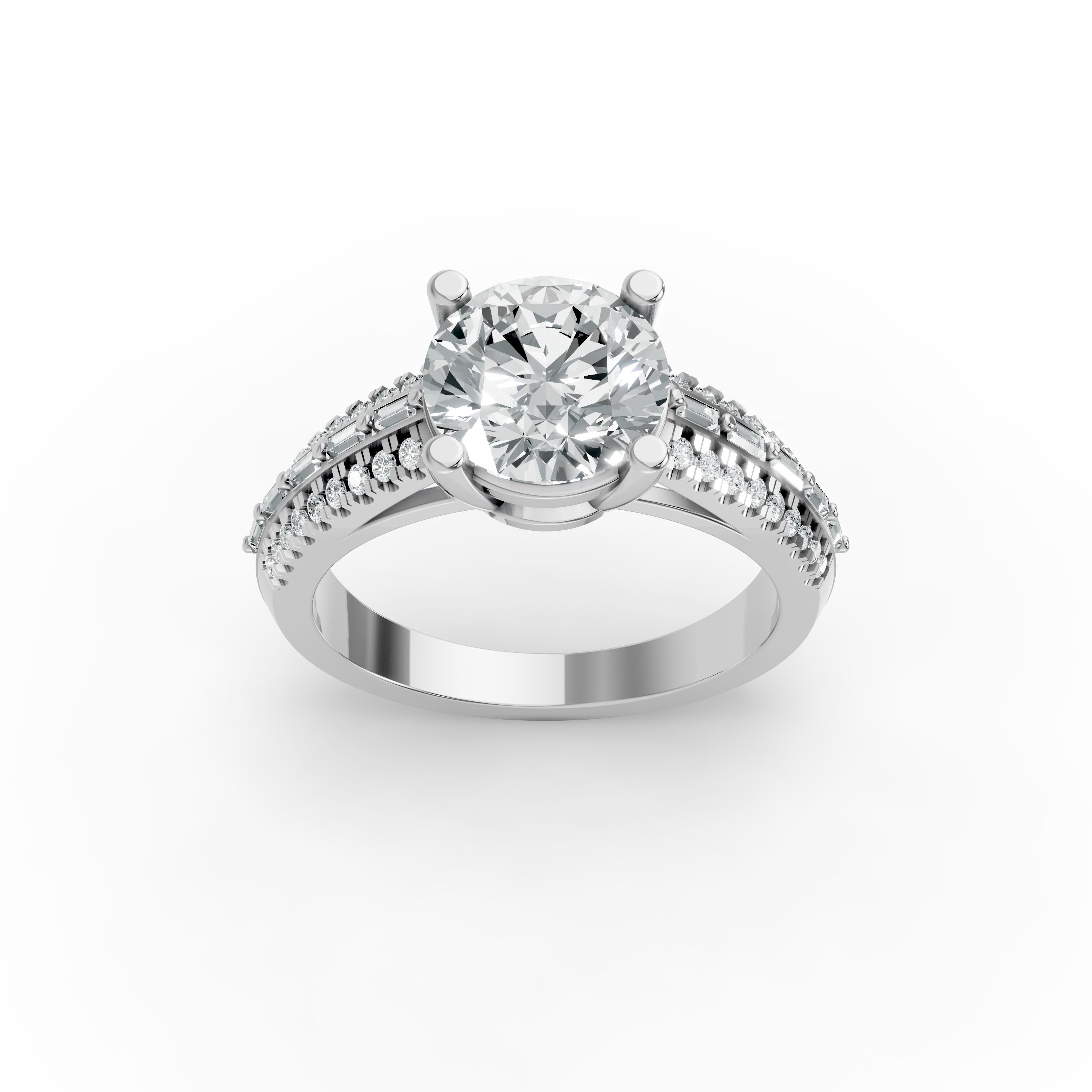 Round Shape Diamond Fancy Engagement Ring in Gold