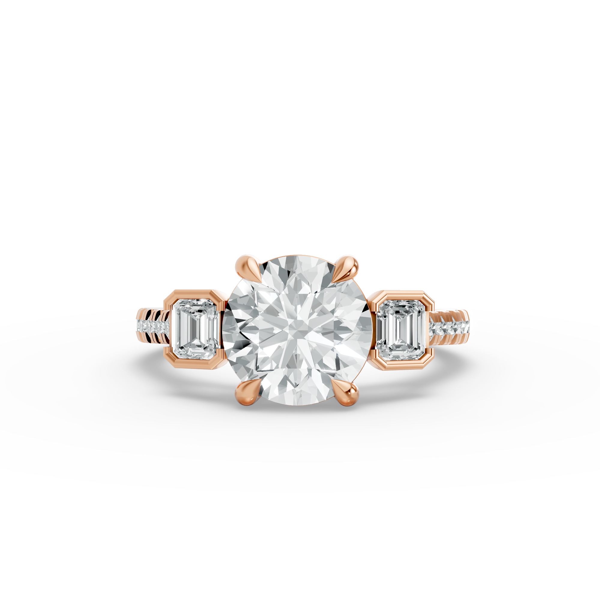 Round Shape Diamond Fancy Engagement Ring in Gold