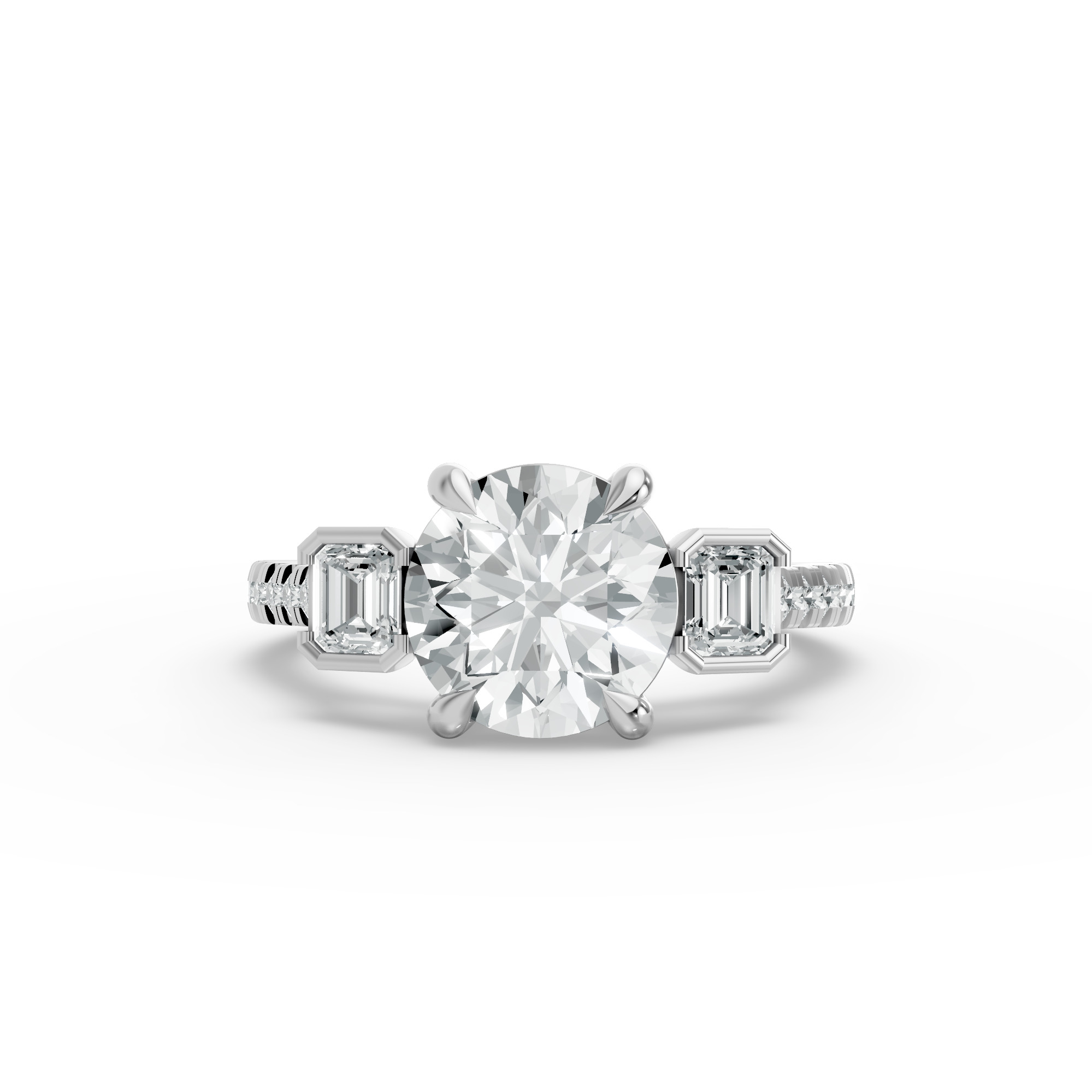 Round Shape Diamond Fancy Engagement Ring in Gold