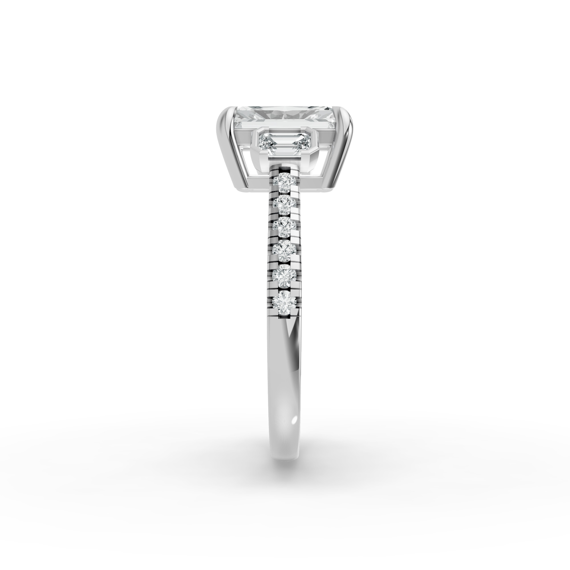 Radiant Shape Diamond Fancy Engagement Ring in Gold