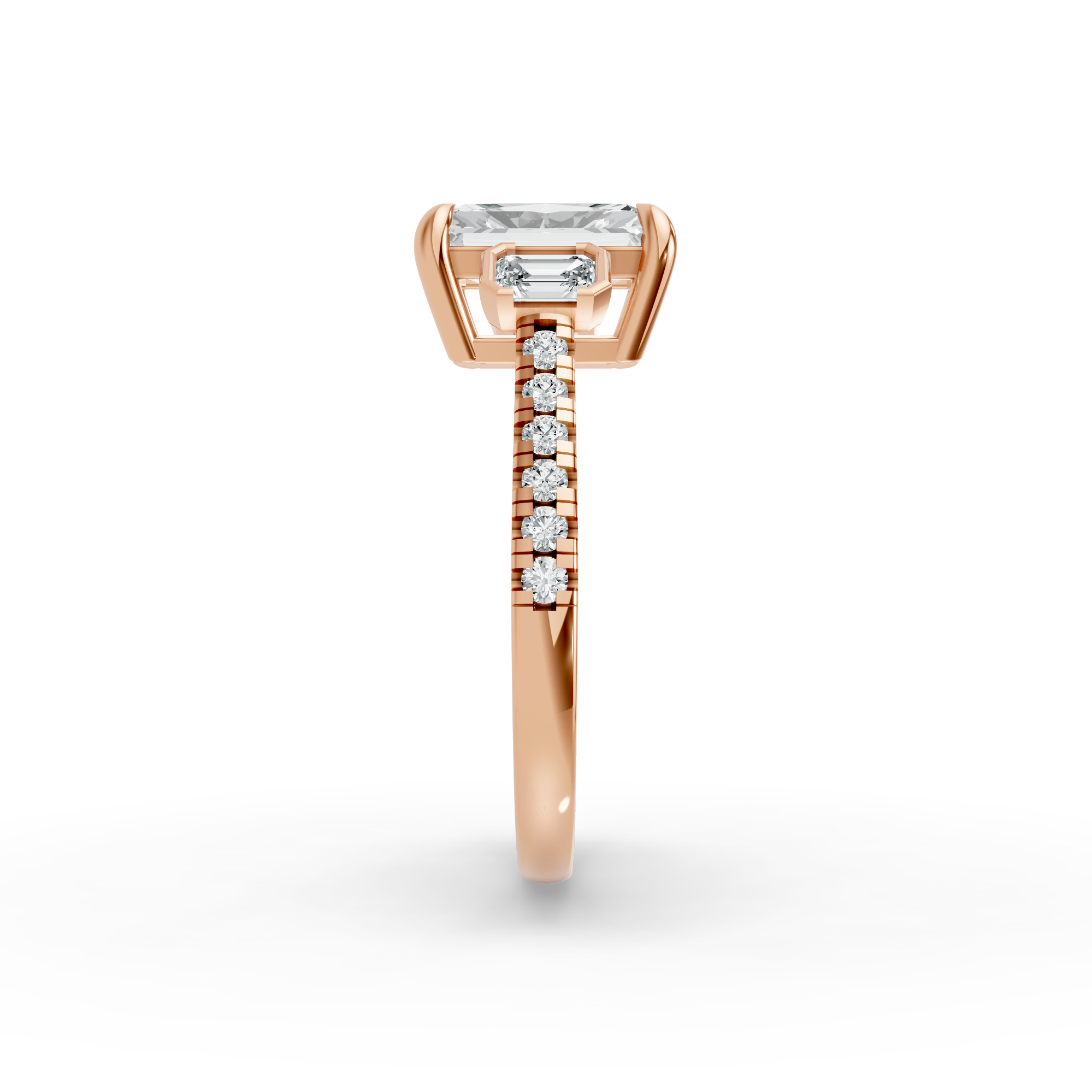 Radiant Shape Diamond Fancy Engagement Ring in Gold