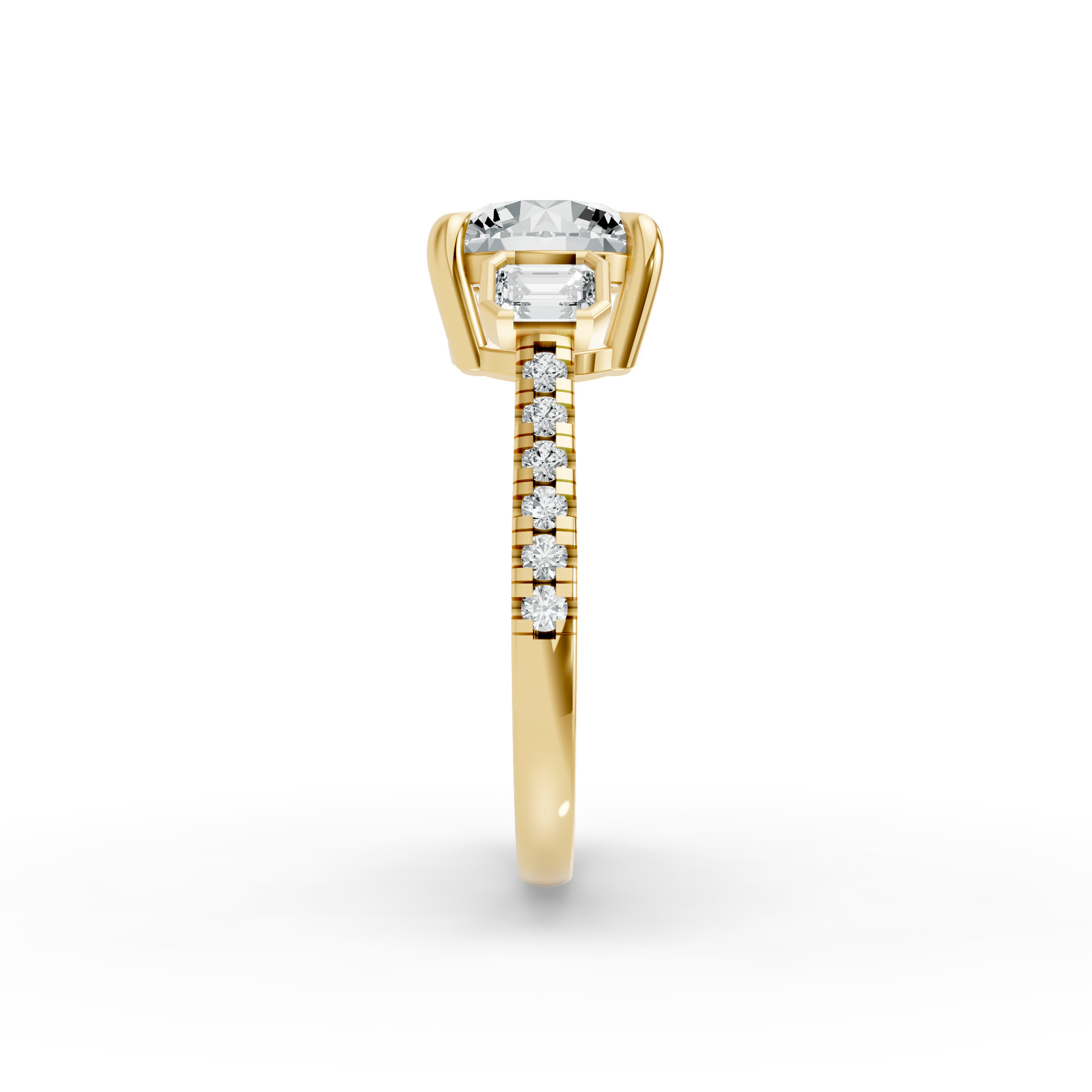 Round Shape Diamond Fancy Engagement Ring in Gold