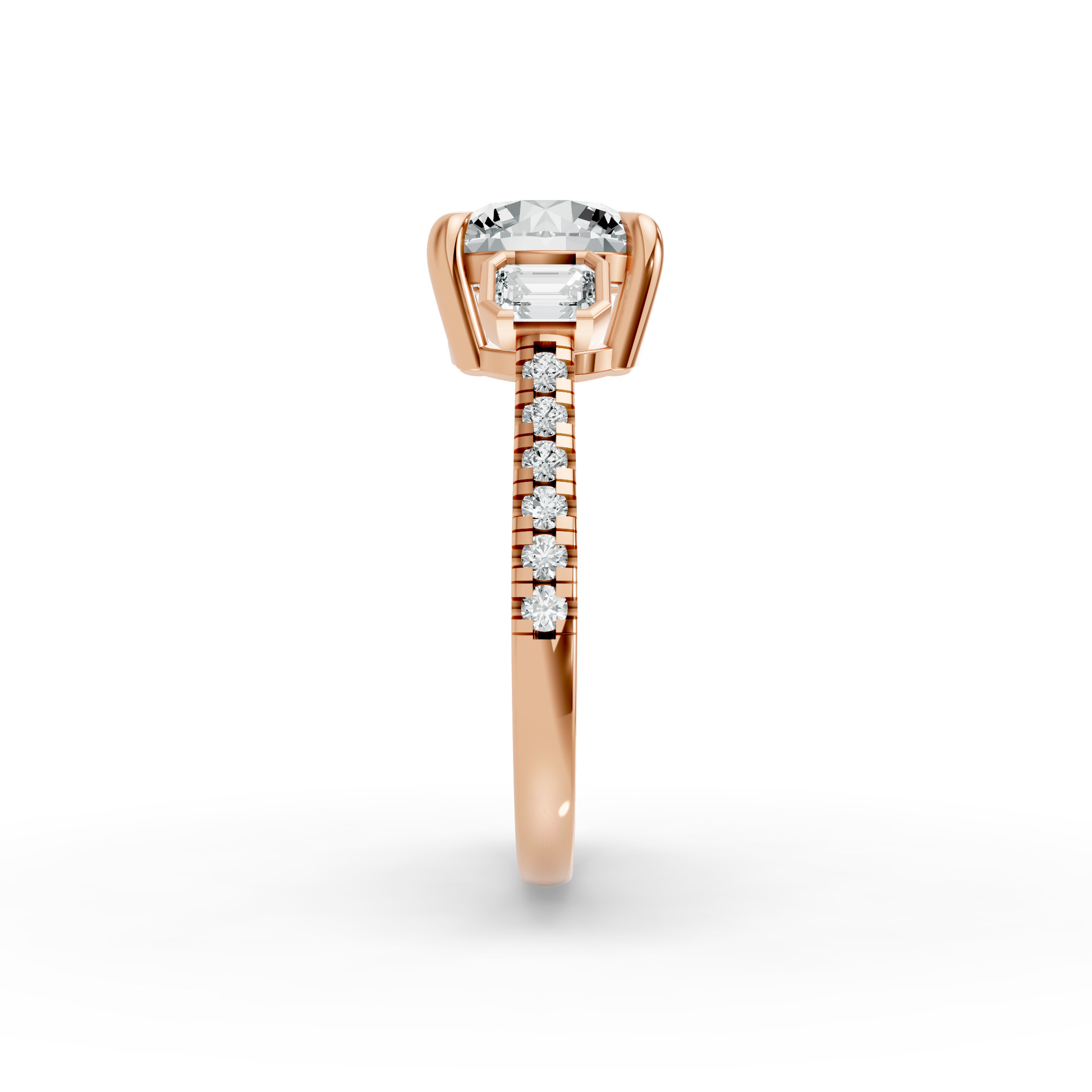 Round Shape Diamond Fancy Engagement Ring in Gold