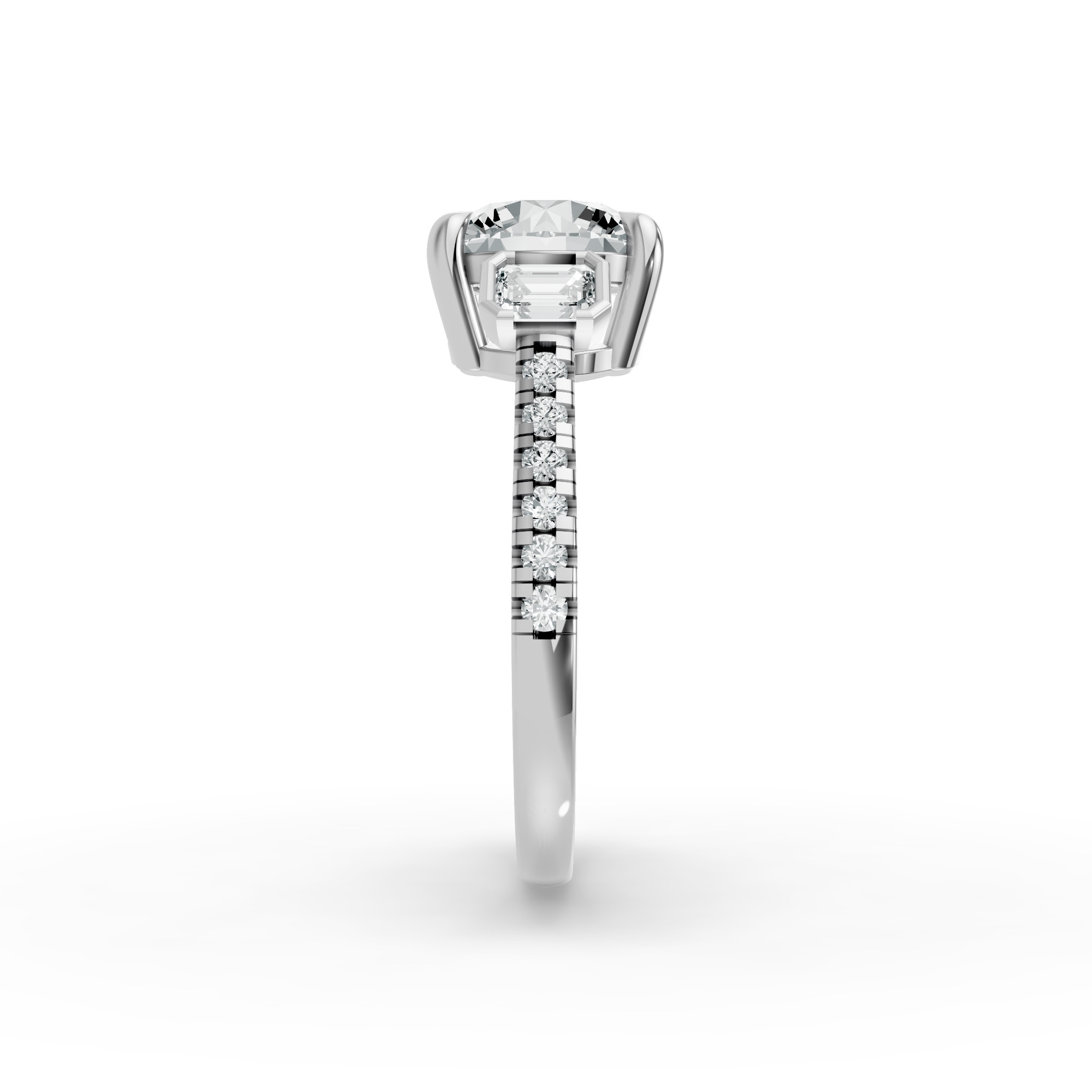 Round Shape Diamond Fancy Engagement Ring in Gold