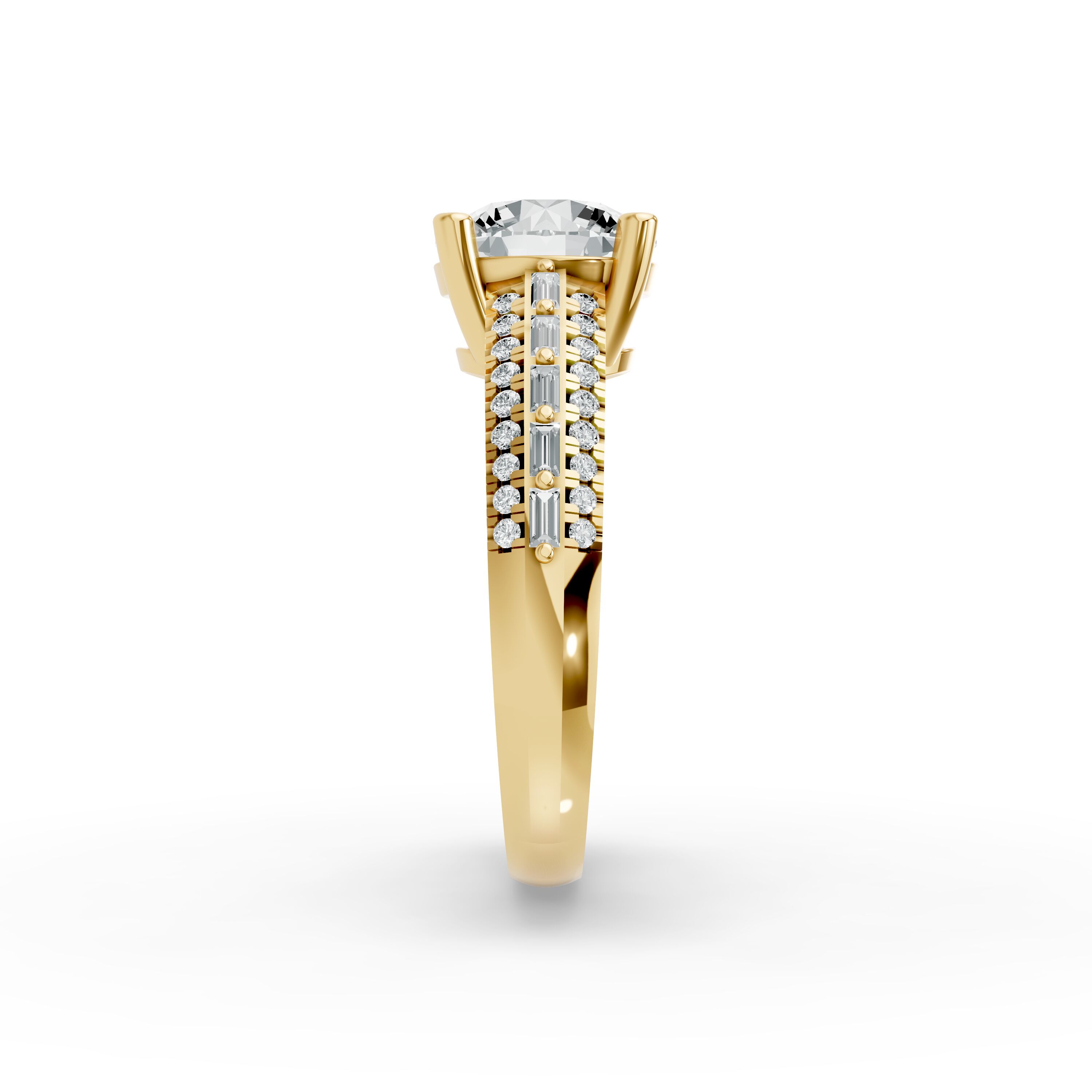 Round Shape Diamond Fancy Engagement Ring in Gold