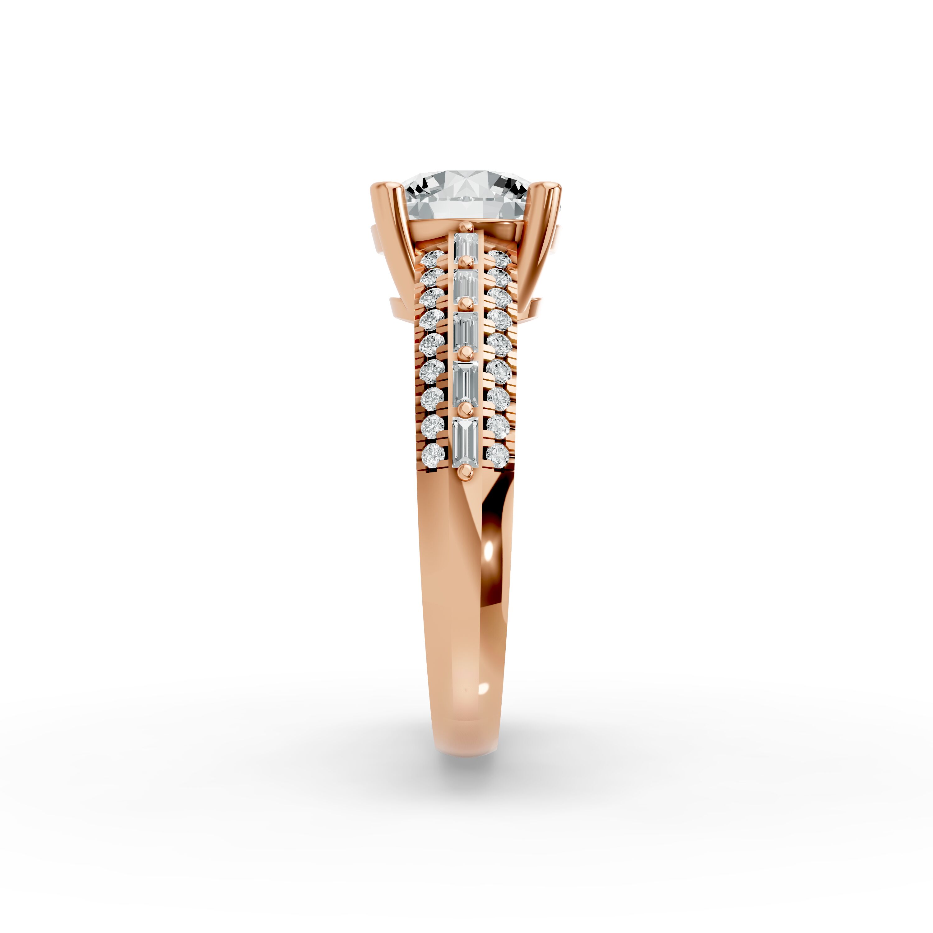Round Shape Diamond Fancy Engagement Ring in Gold