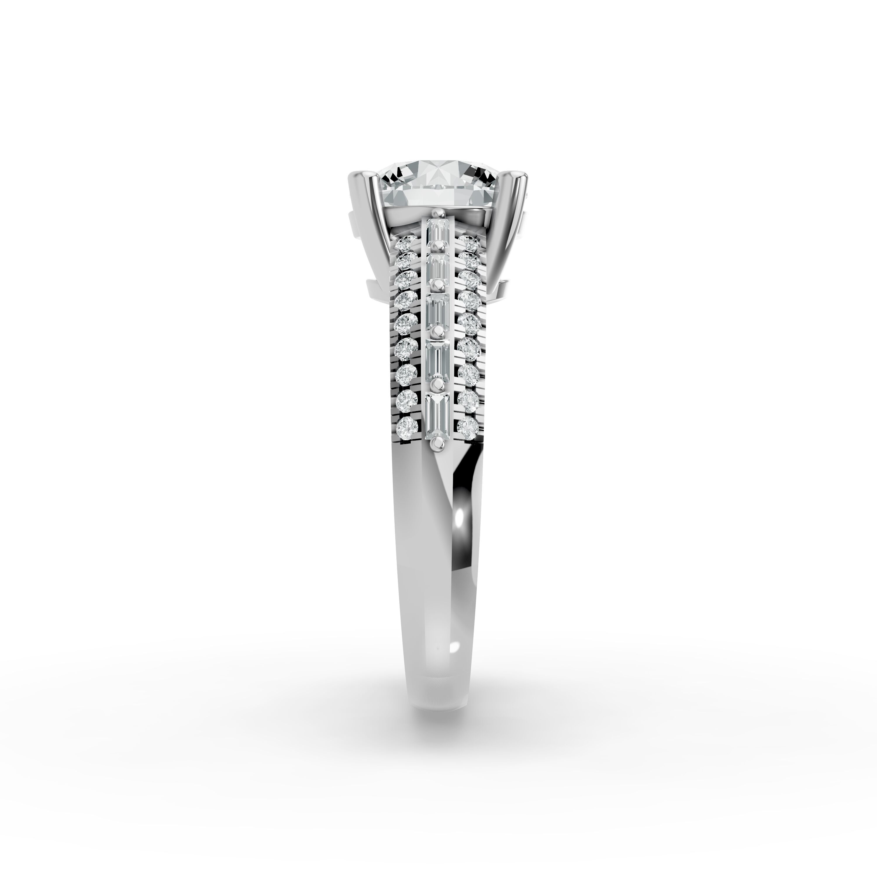 Round Shape Diamond Fancy Engagement Ring in Gold