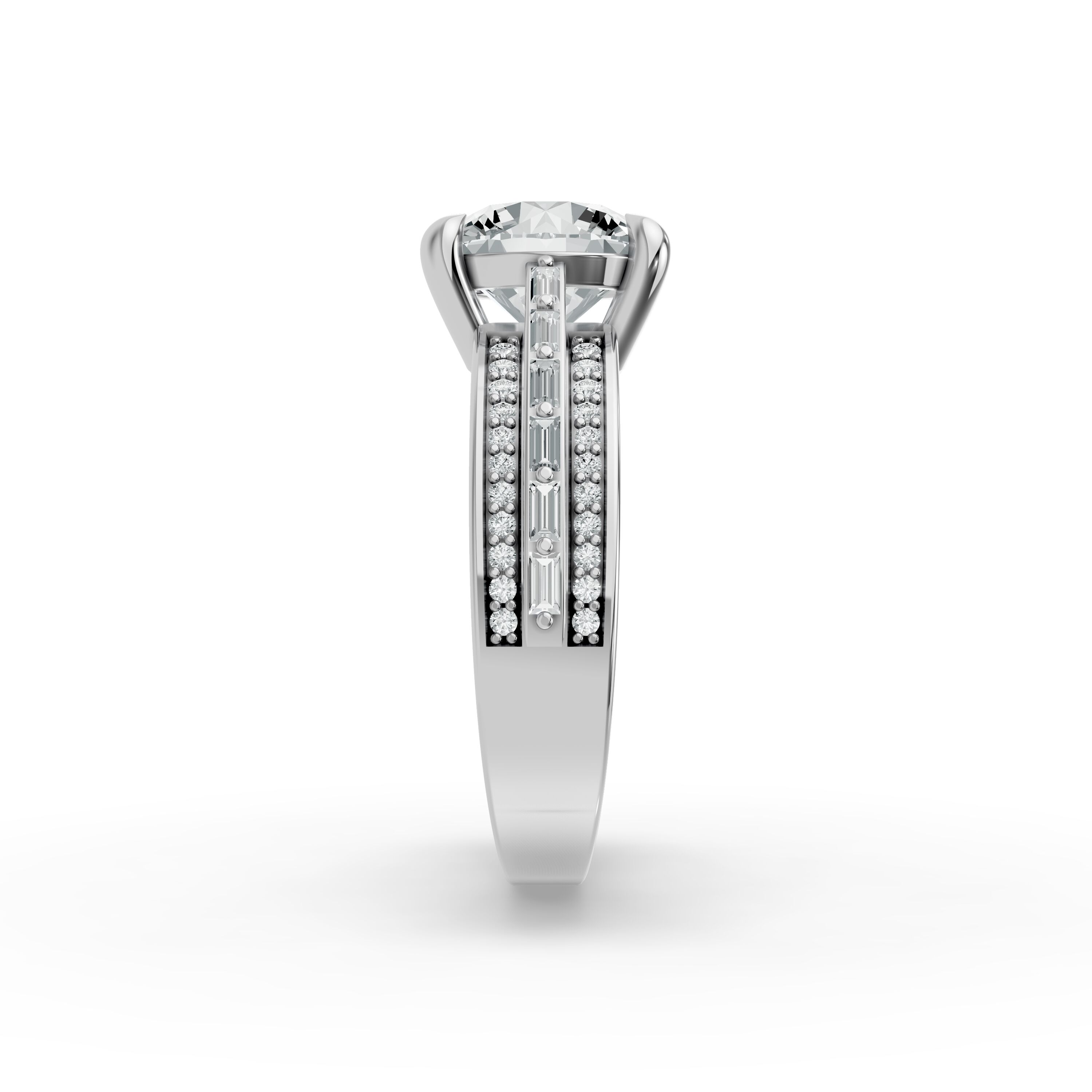 Round Shape Diamond Fancy Engagement Ring in Gold