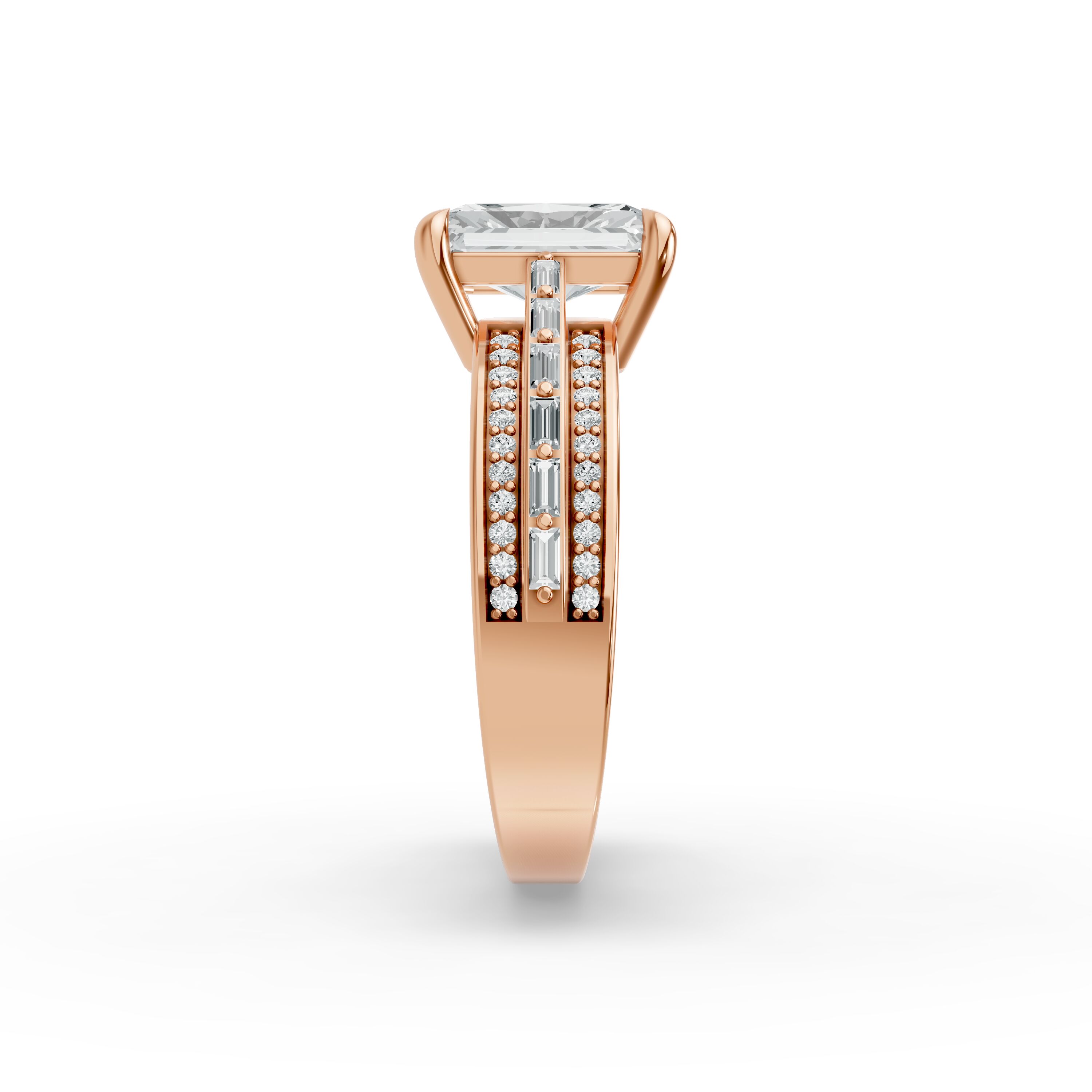 Radiant Shape Diamond Fancy Engagement Ring in Gold