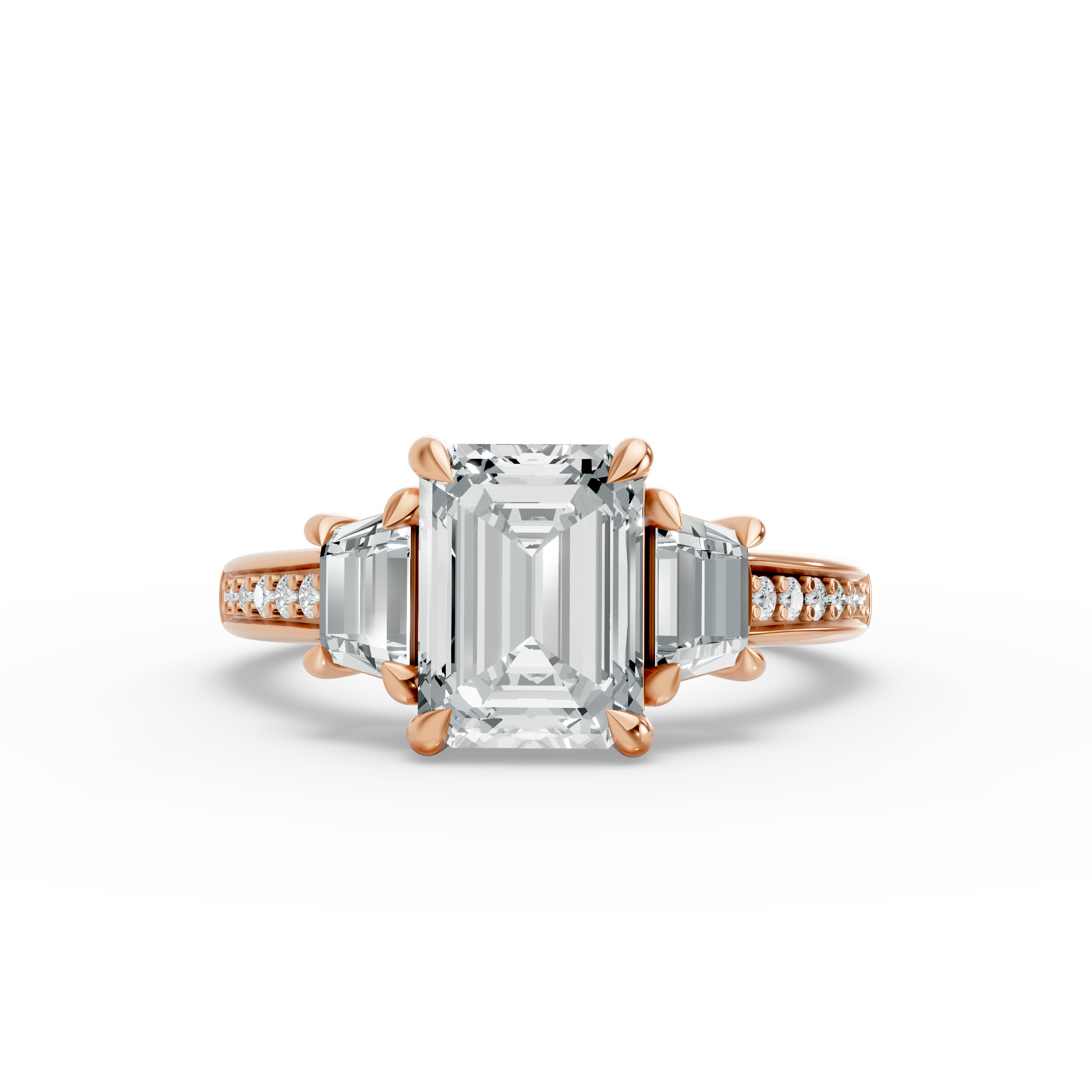 Emerald Shape Diamond Fancy Engagement Ring in Gold