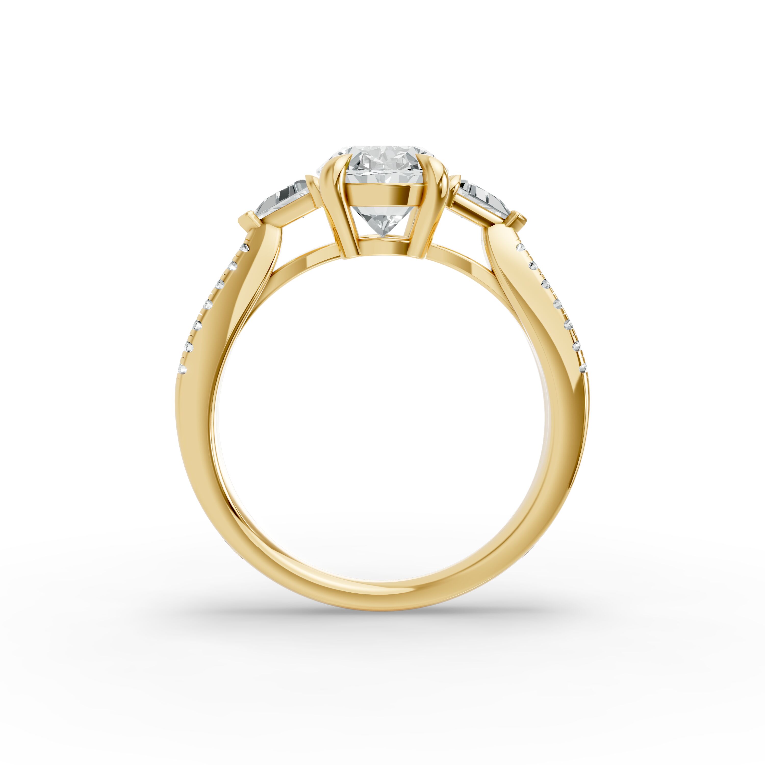 Oval Shape Diamond Fancy Engagement Ring in Gold