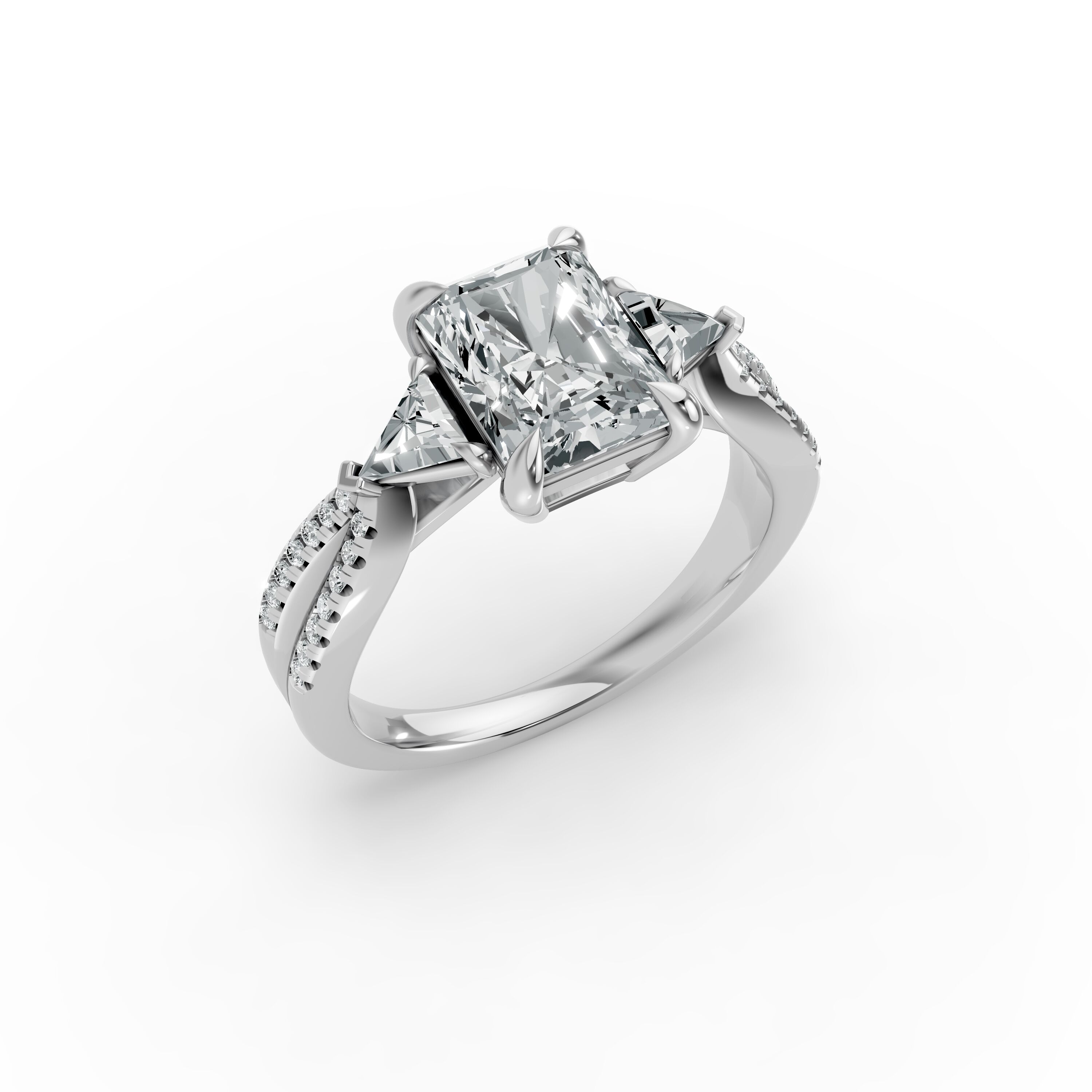 Radiant Shape Diamond Fancy Engagement Ring in Gold
