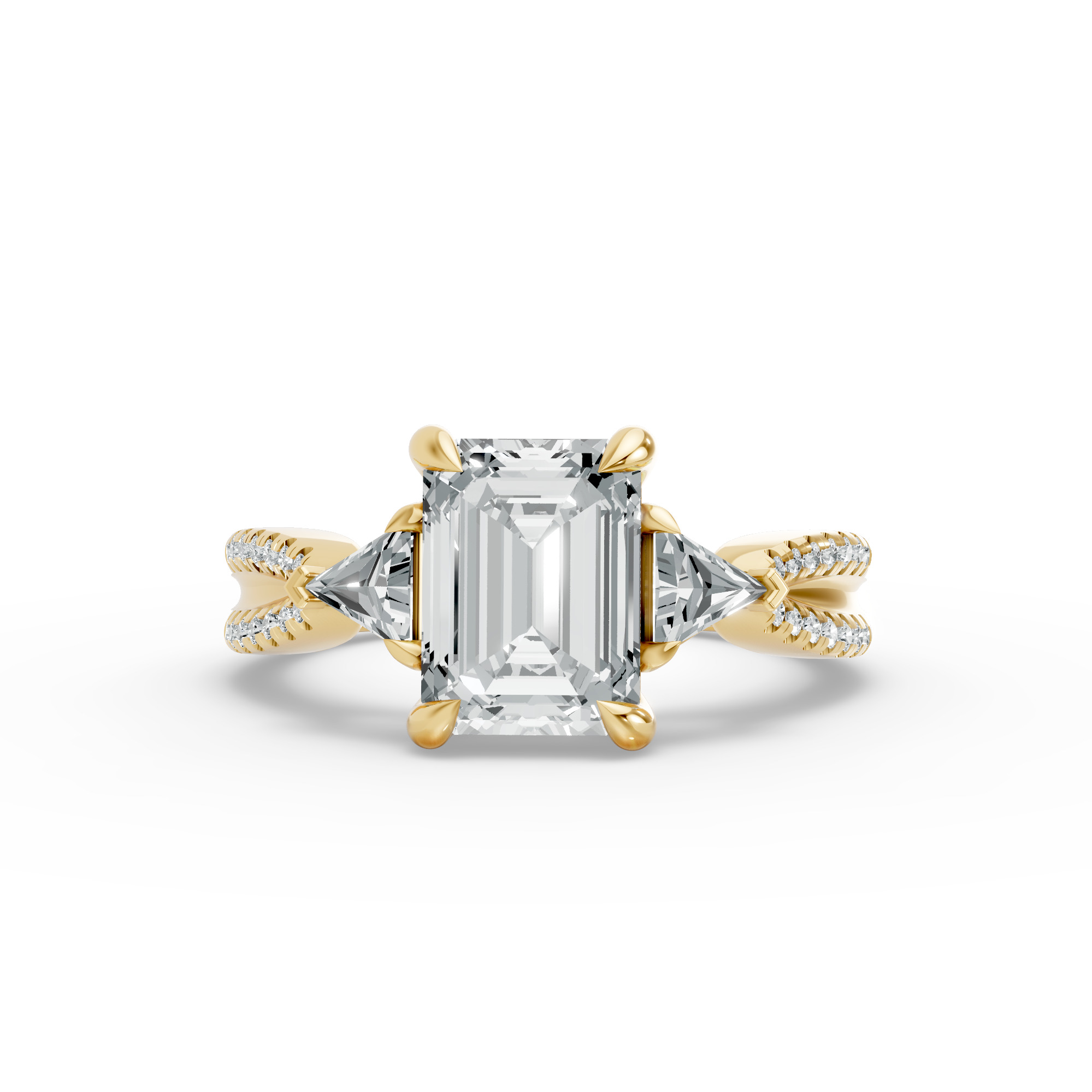 Emerald Shape Diamond Fancy Engagement Ring in Gold