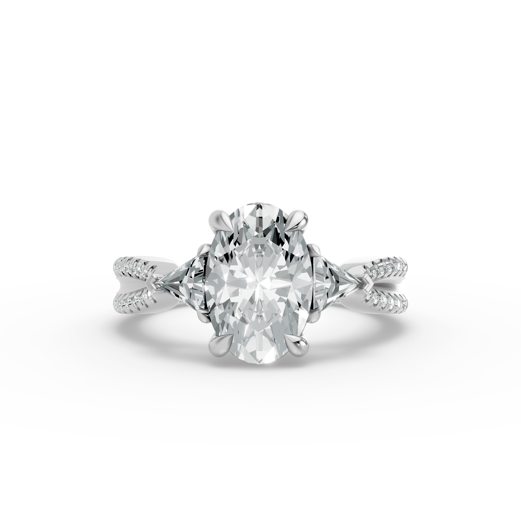 Oval Shape Diamond Fancy Engagement Ring in Gold