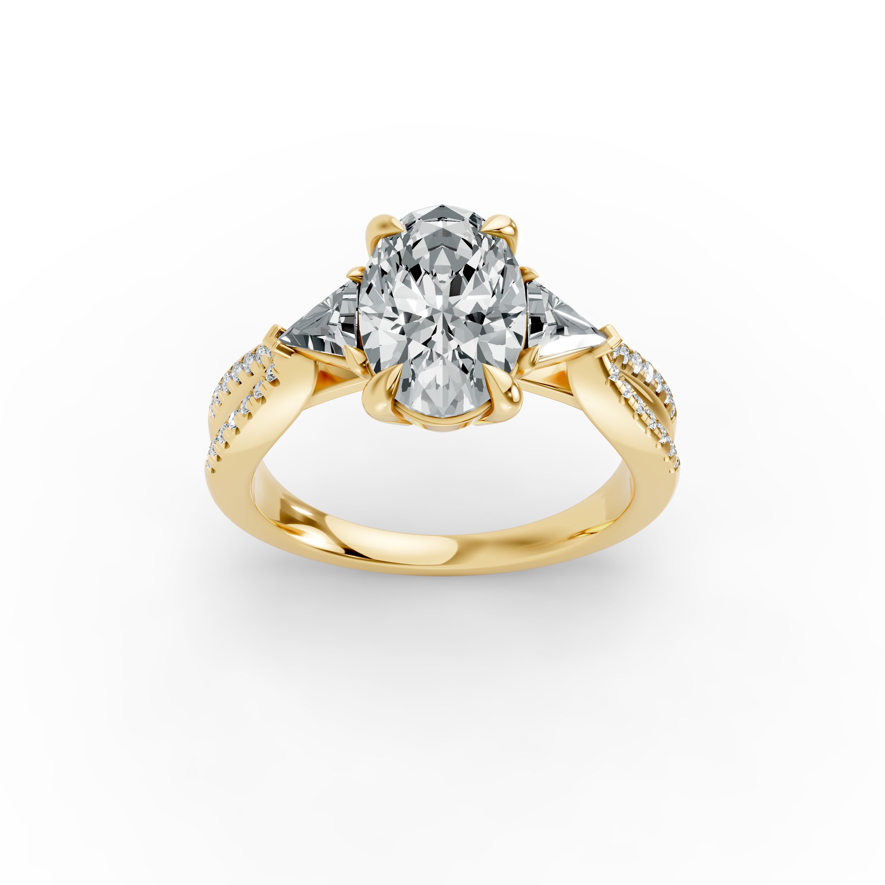 Oval Shape Diamond Fancy Engagement Ring in Gold