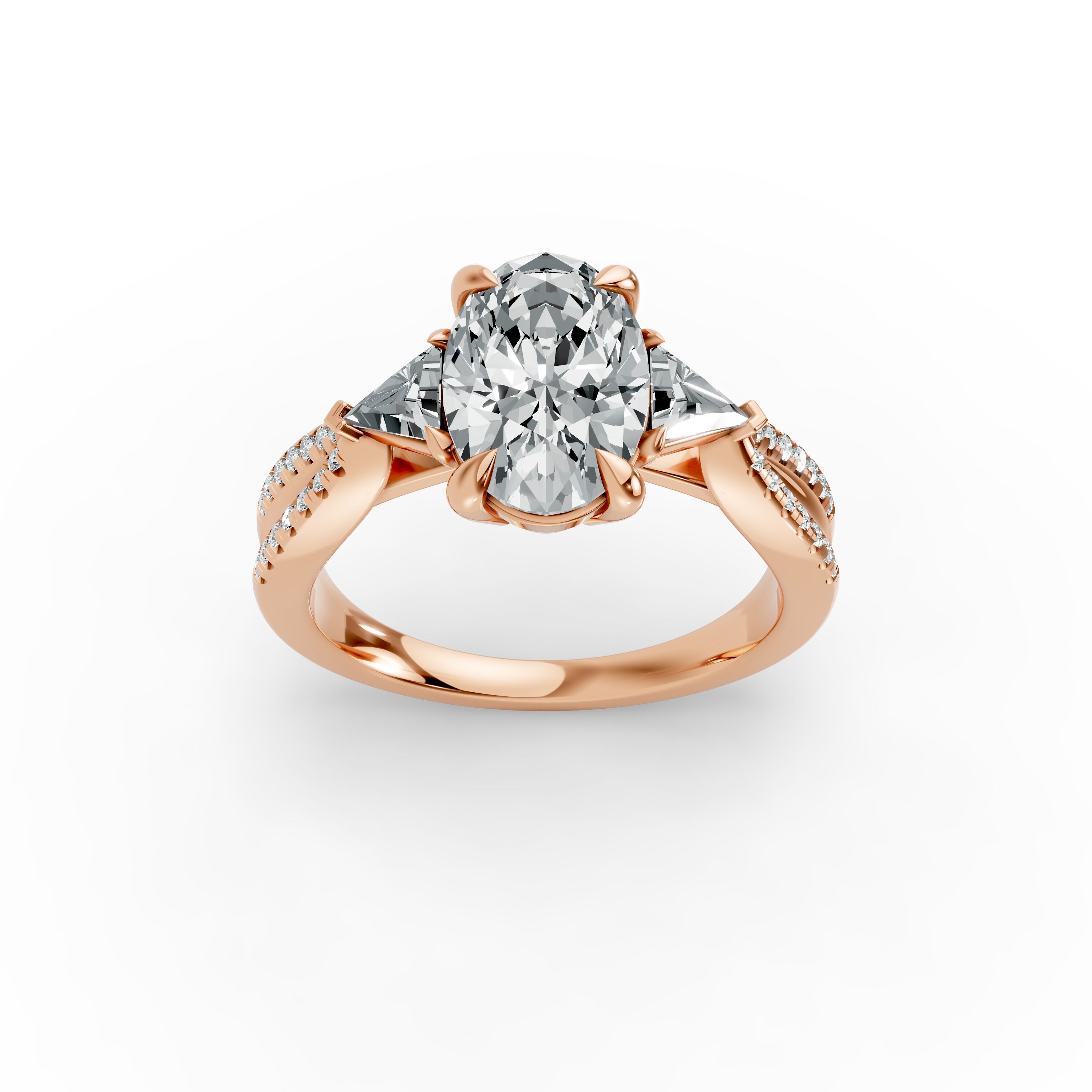Oval Shape Diamond Fancy Engagement Ring in Gold