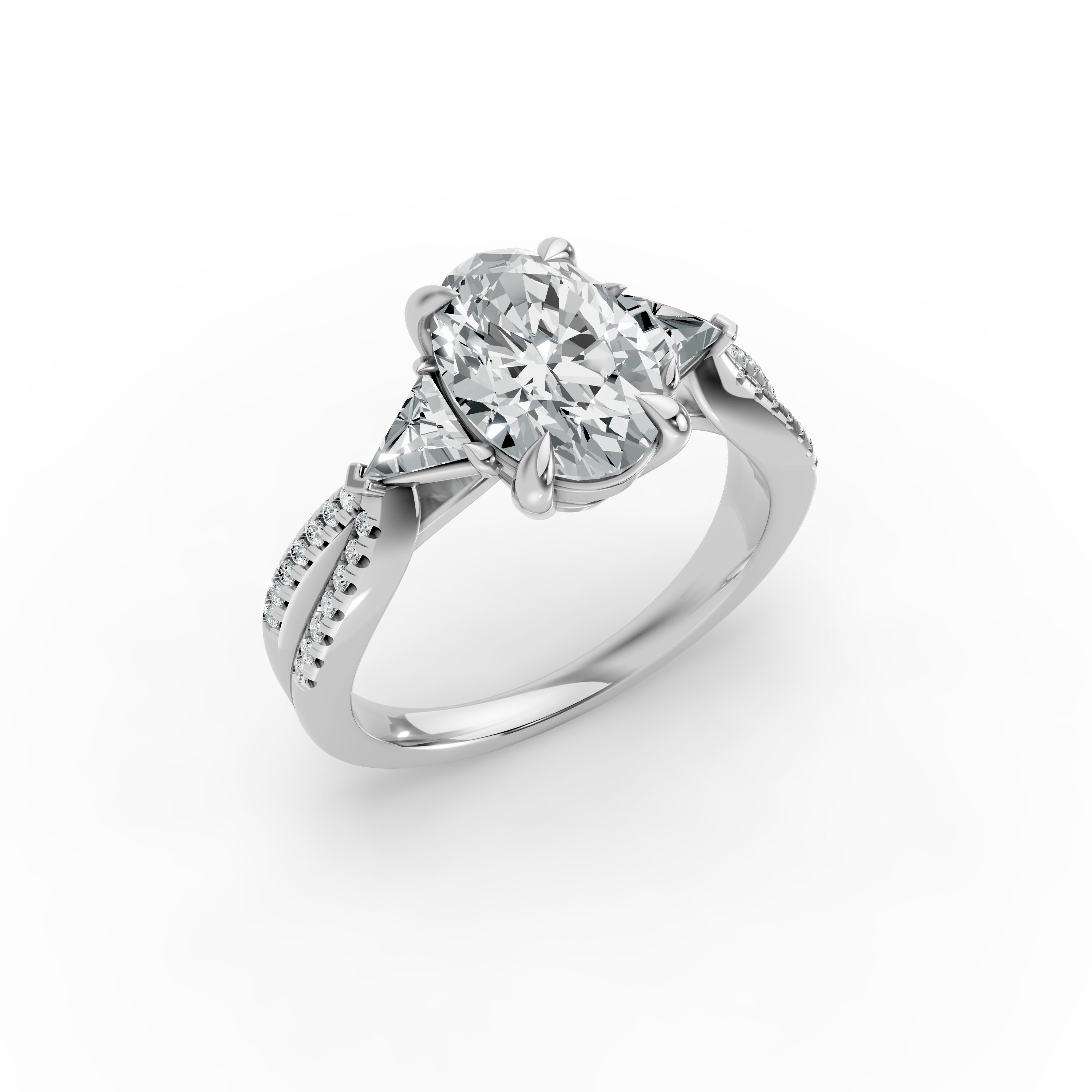 Oval Shape Diamond Fancy Engagement Ring in Gold