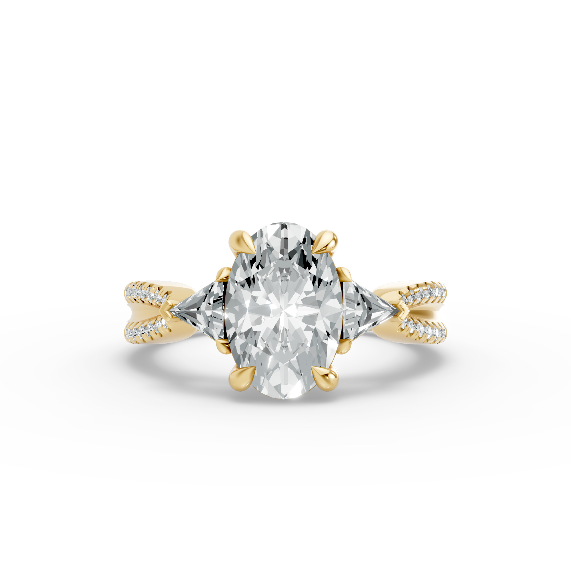 Oval Shape Diamond Fancy Engagement Ring in Gold