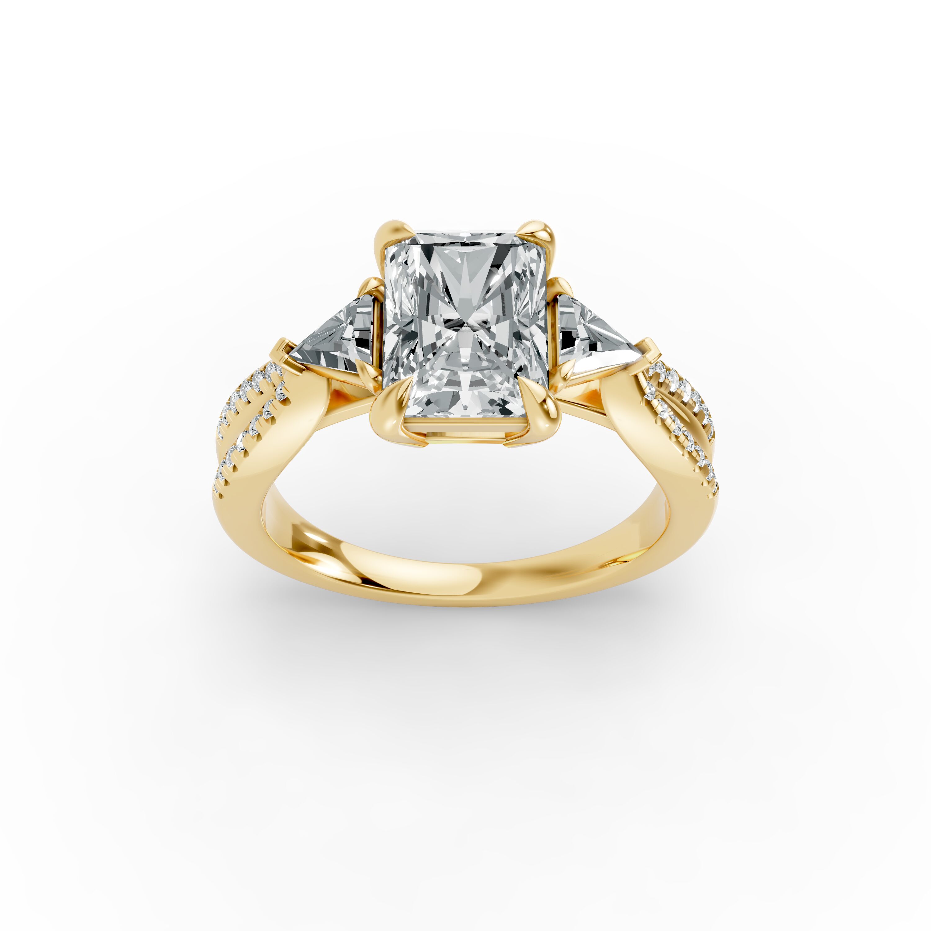 Radiant Shape Diamond Fancy Engagement Ring in Gold