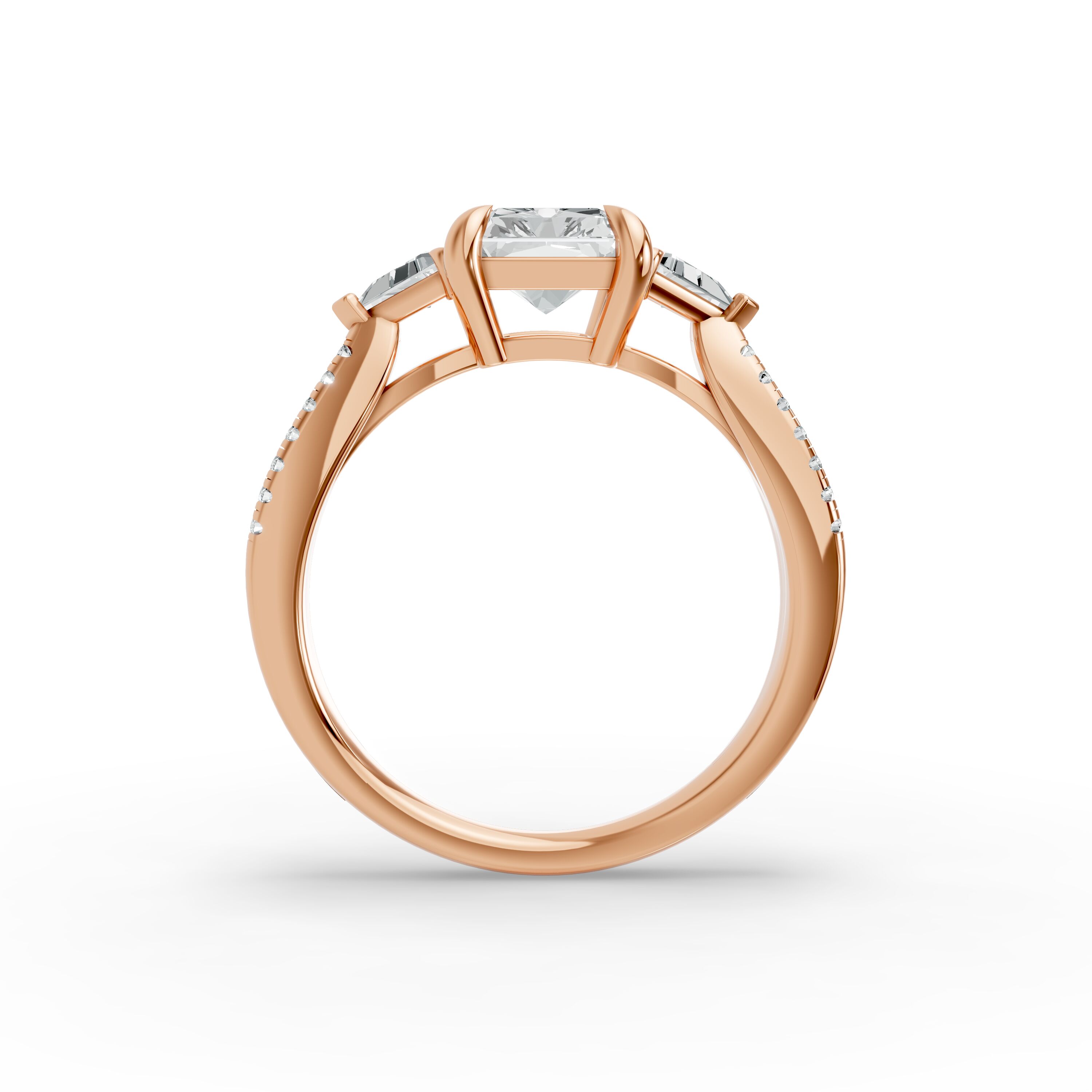 Radiant Shape Diamond Fancy Engagement Ring in Gold