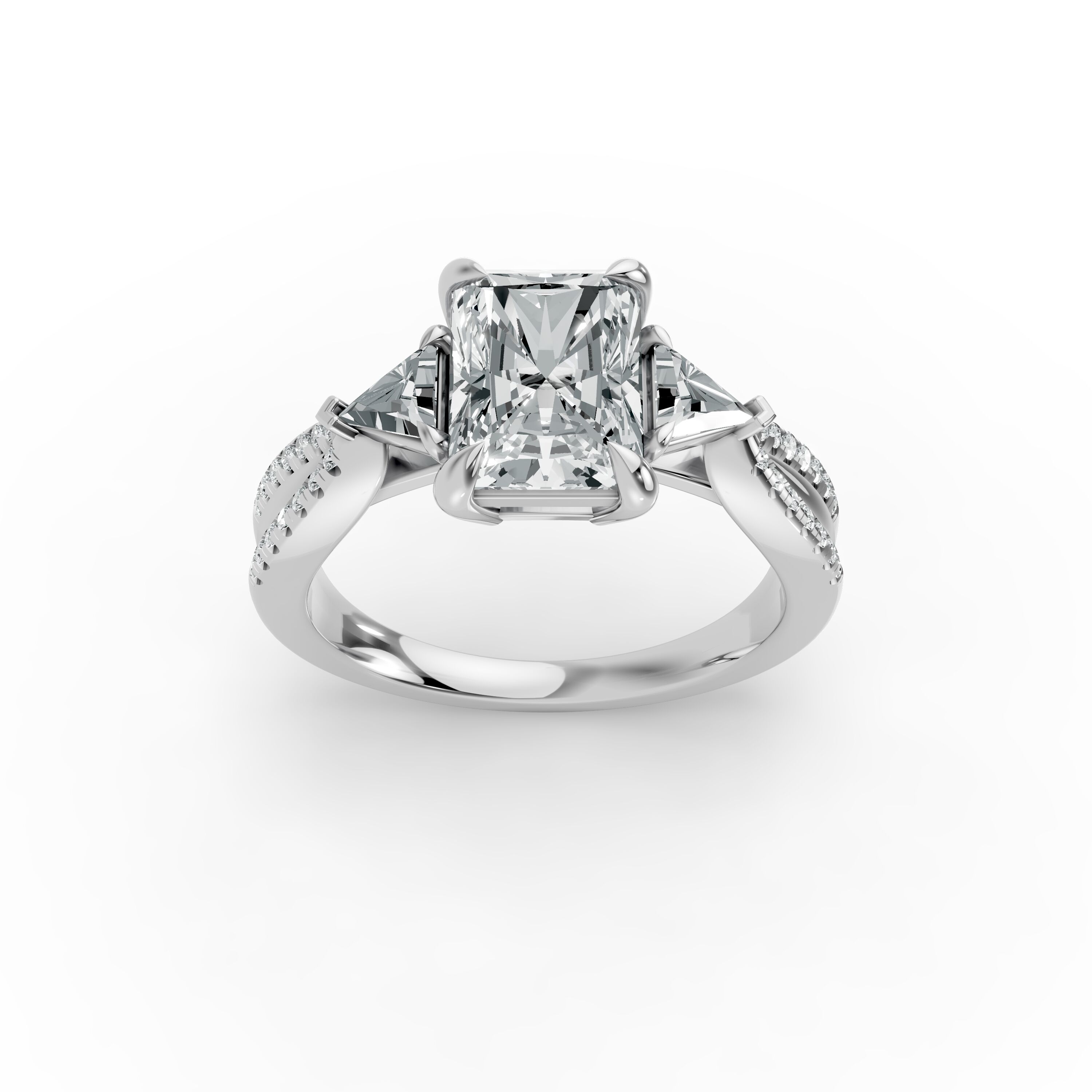 Radiant Shape Diamond Fancy Engagement Ring in Gold