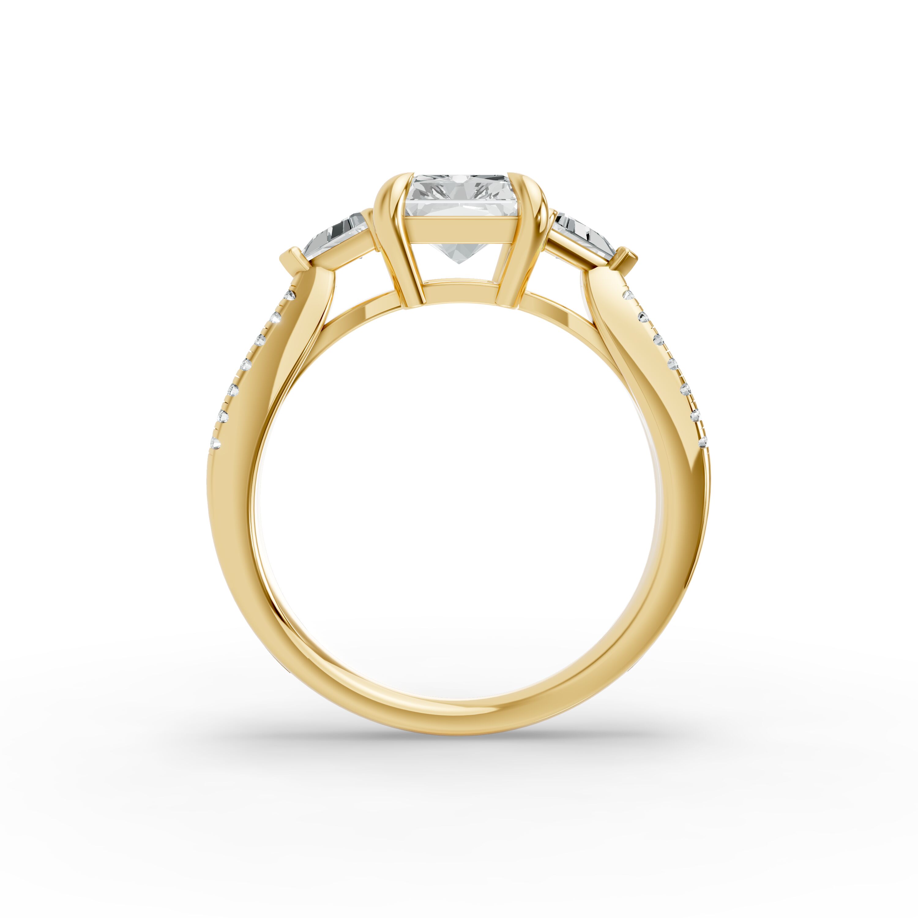 Radiant Shape Diamond Fancy Engagement Ring in Gold