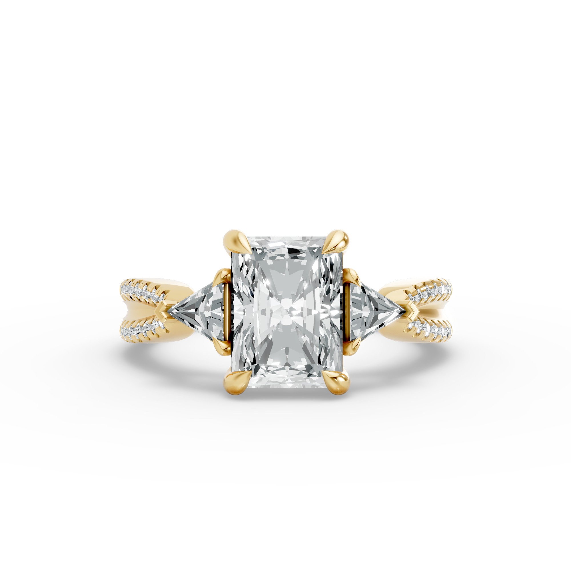 Radiant Shape Diamond Fancy Engagement Ring in Gold