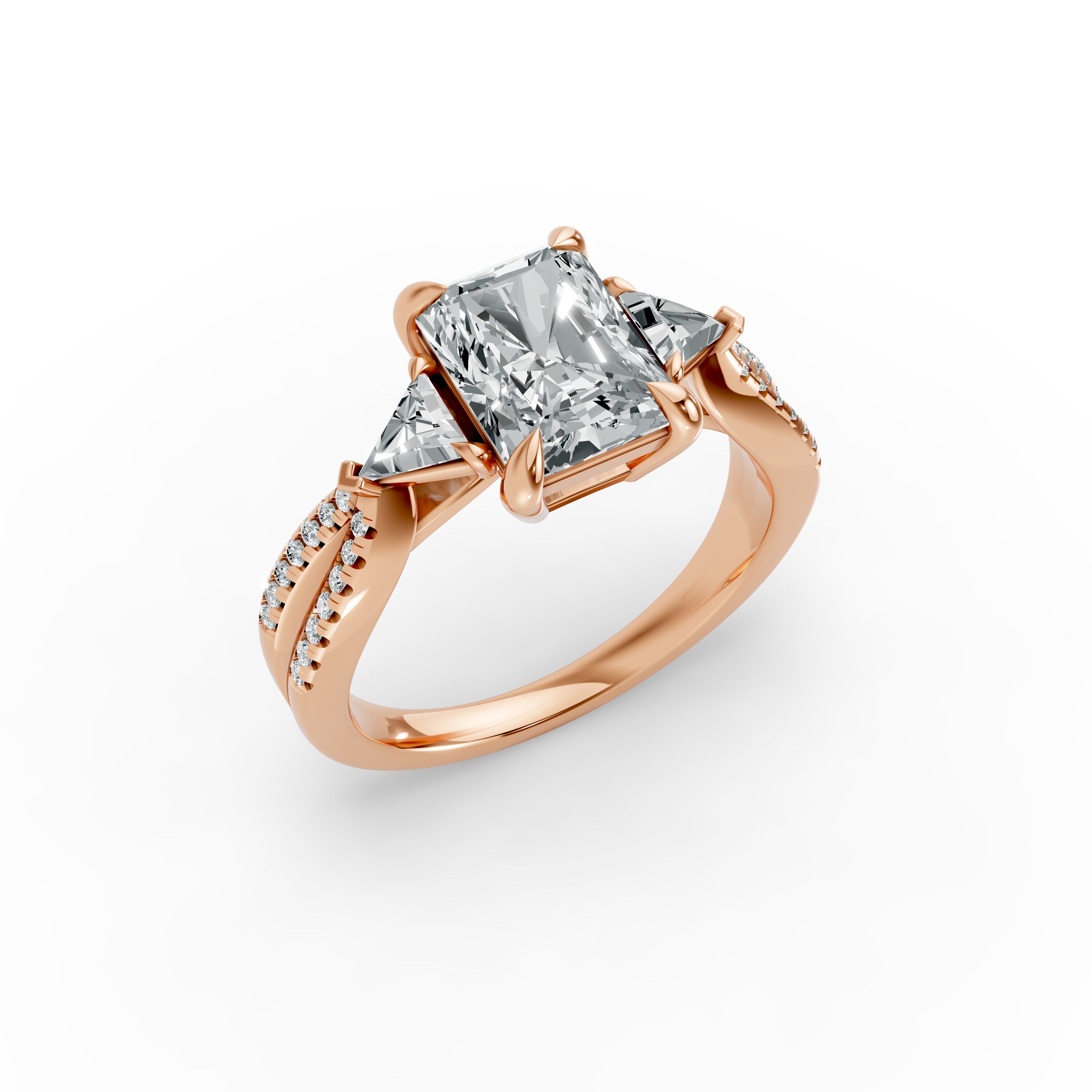 Radiant Shape Diamond Fancy Engagement Ring in Gold