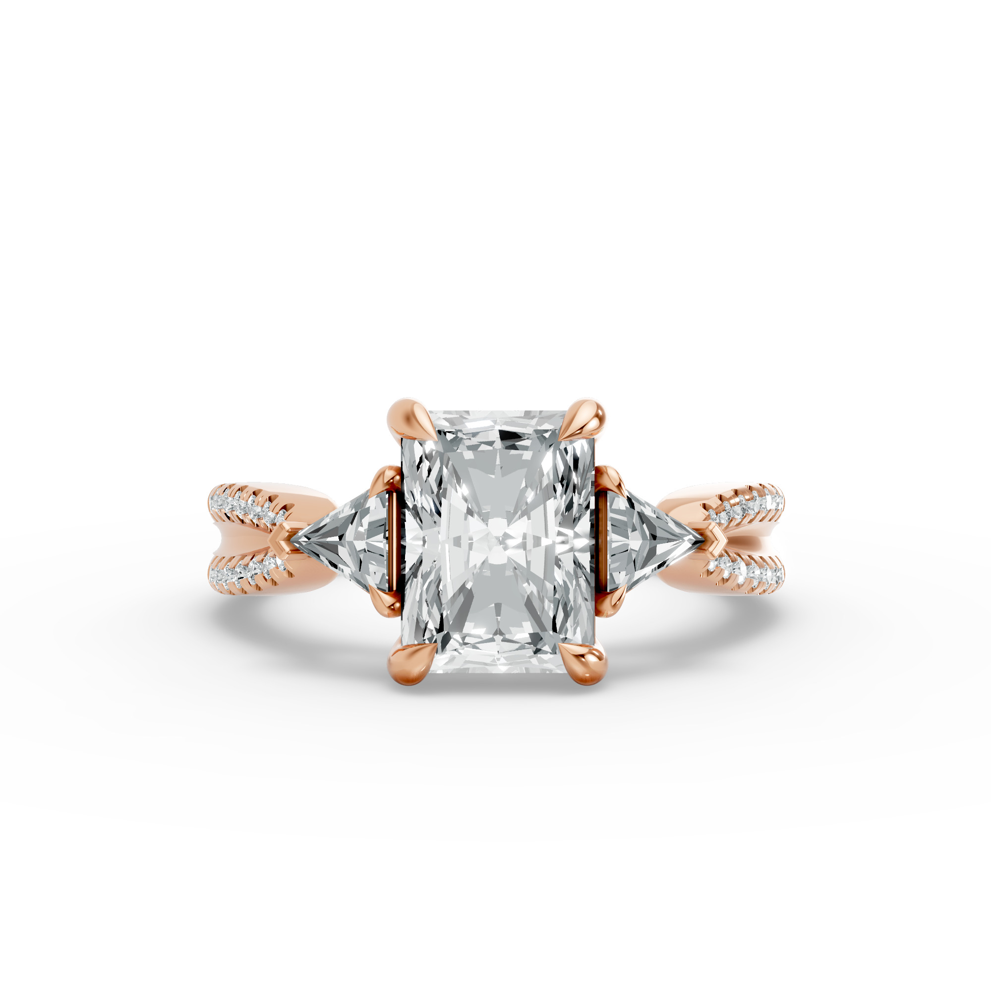 Radiant Shape Diamond Fancy Engagement Ring in Gold