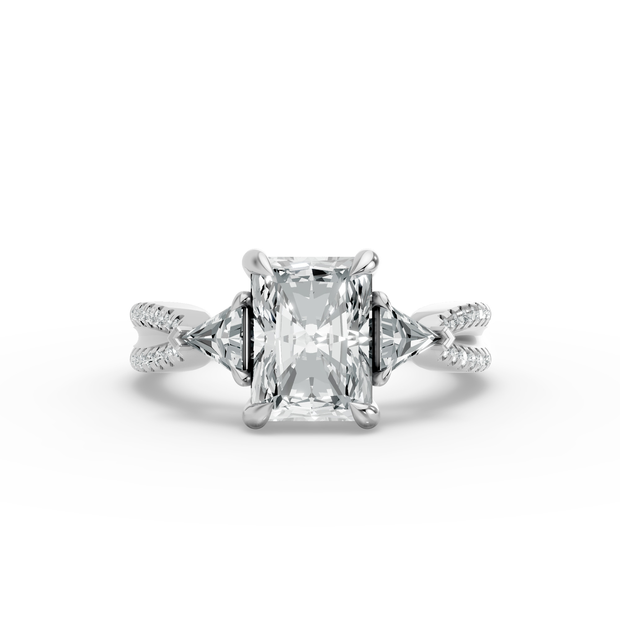 Radiant Shape Diamond Fancy Engagement Ring in Gold