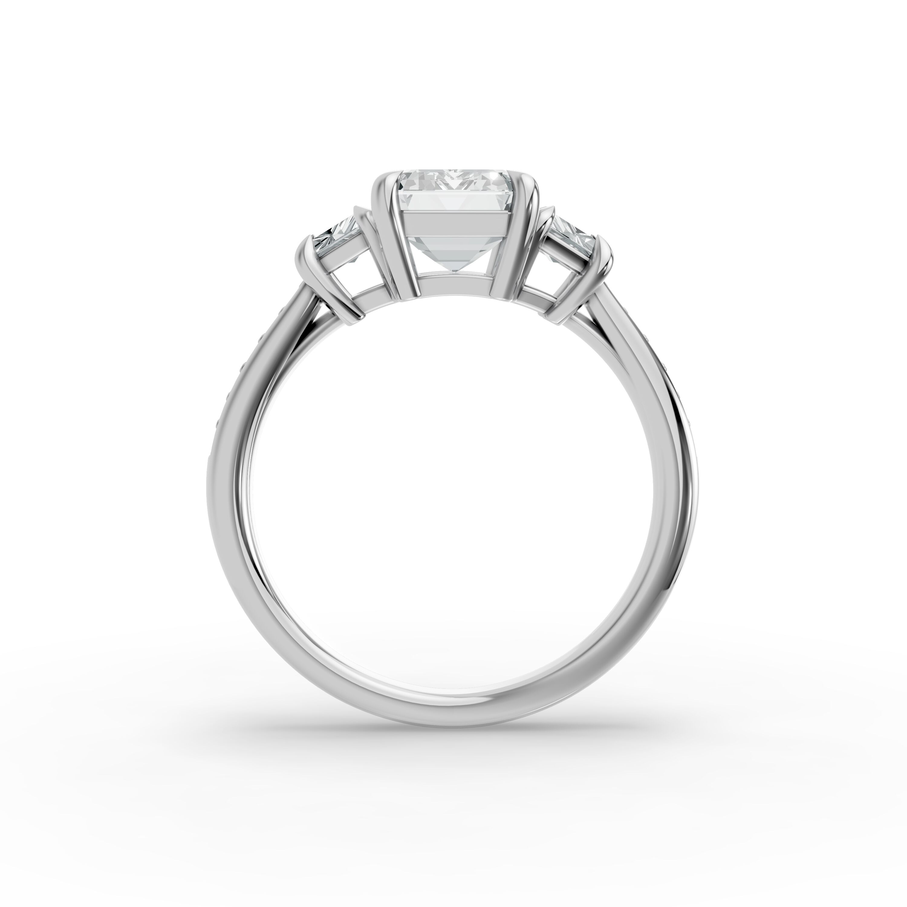 Emerald Shape Diamond Fancy Engagement Ring in Gold