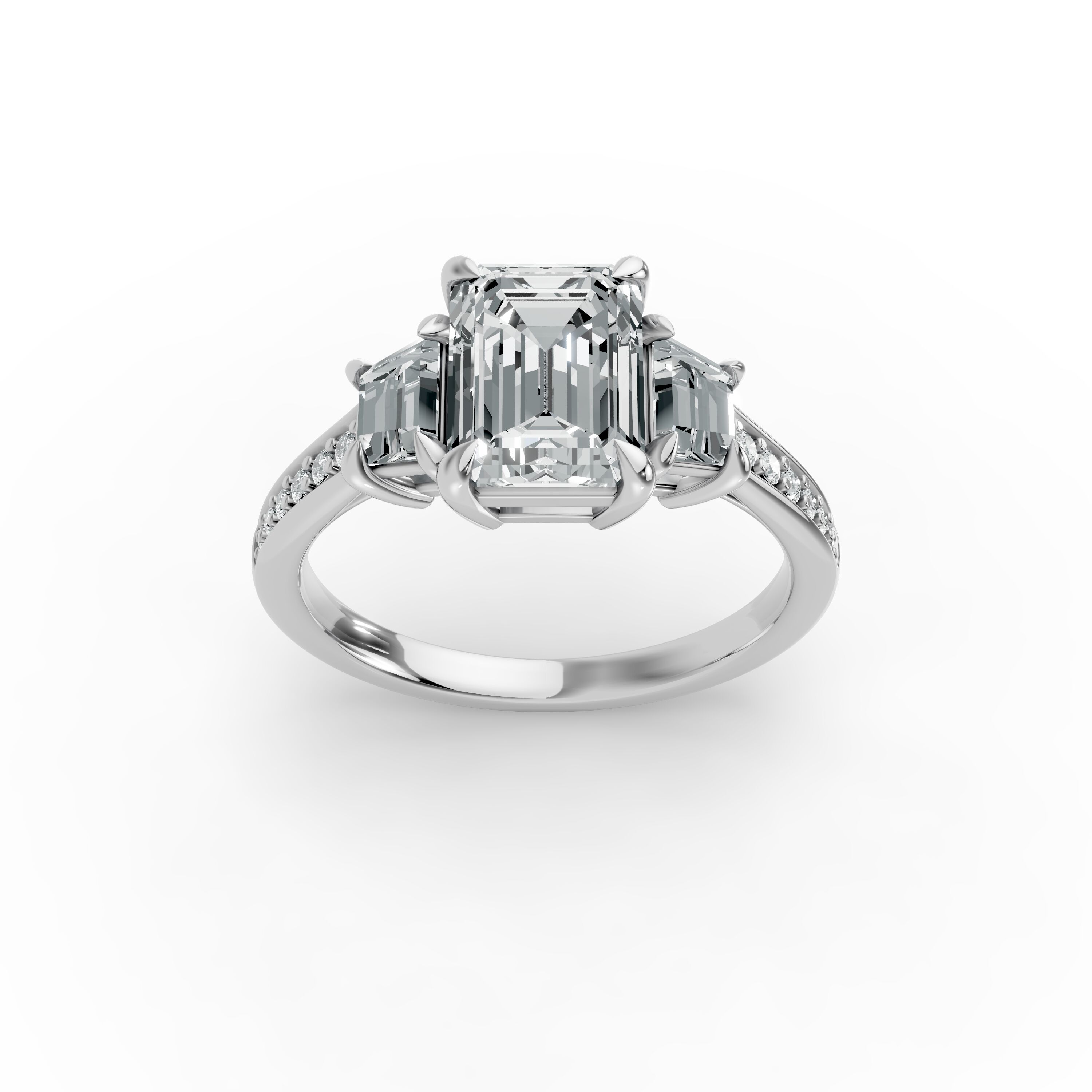 Emerald Shape Diamond Fancy Engagement Ring in Gold
