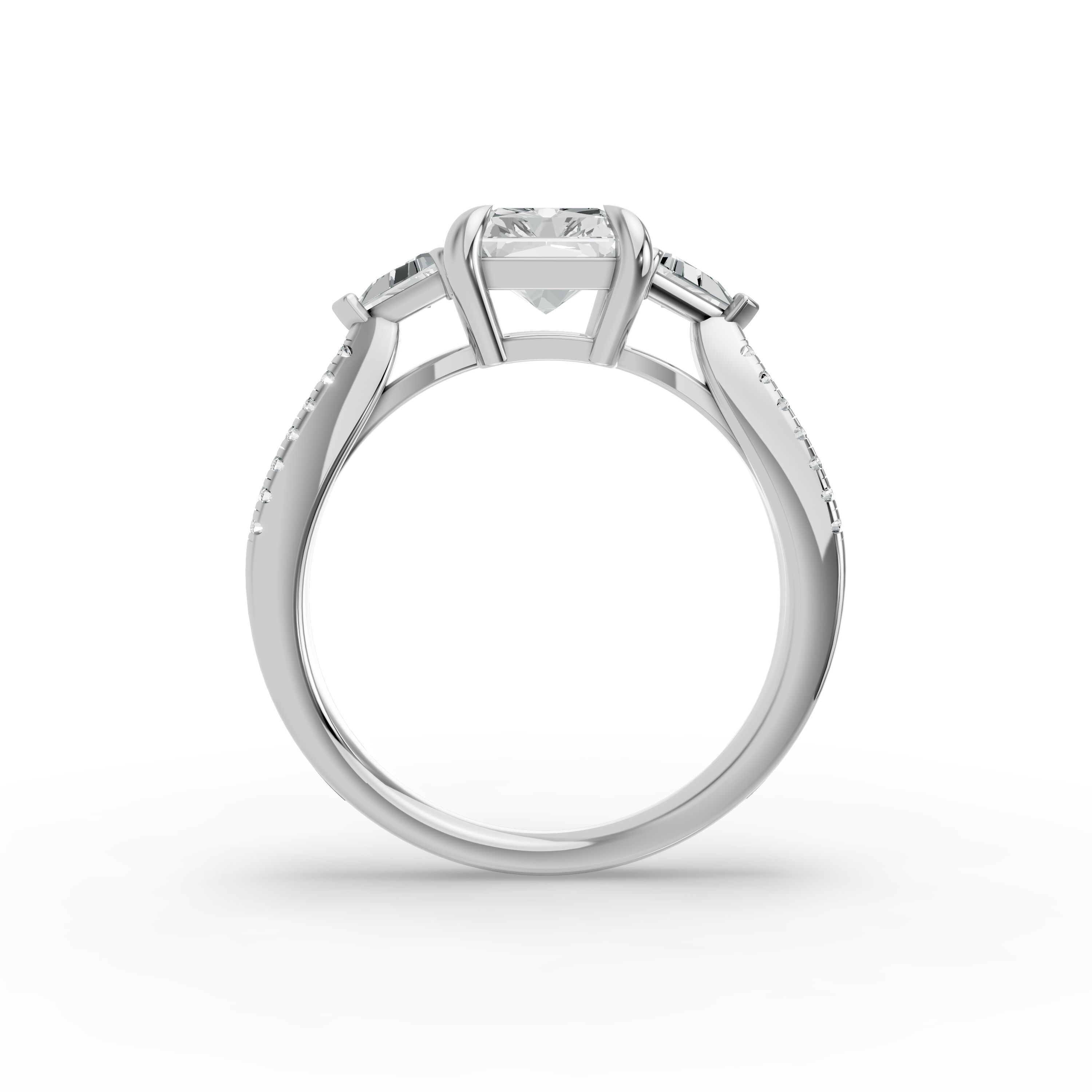 Radiant Shape Diamond Fancy Engagement Ring in Gold