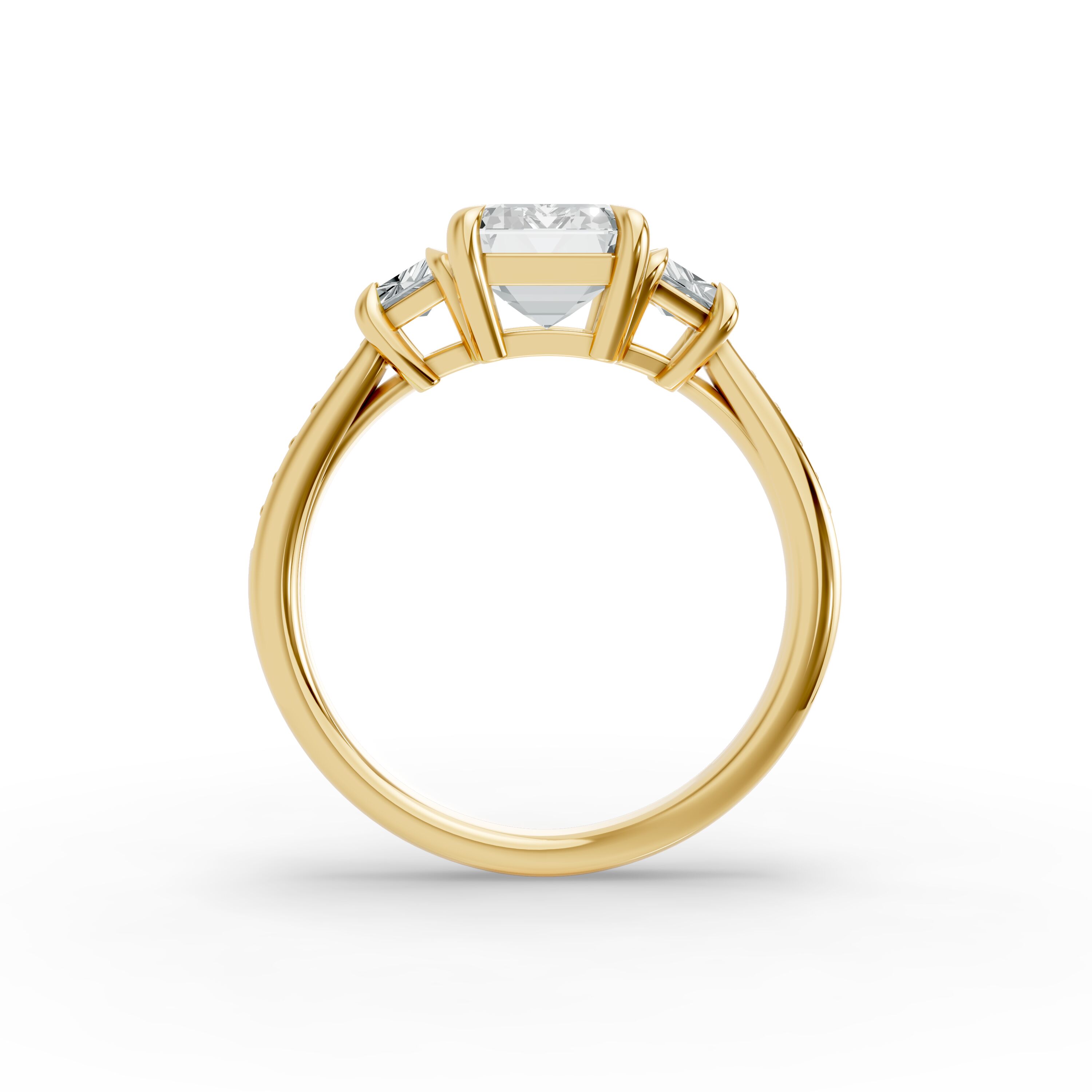 Emerald Shape Diamond Fancy Engagement Ring in Gold