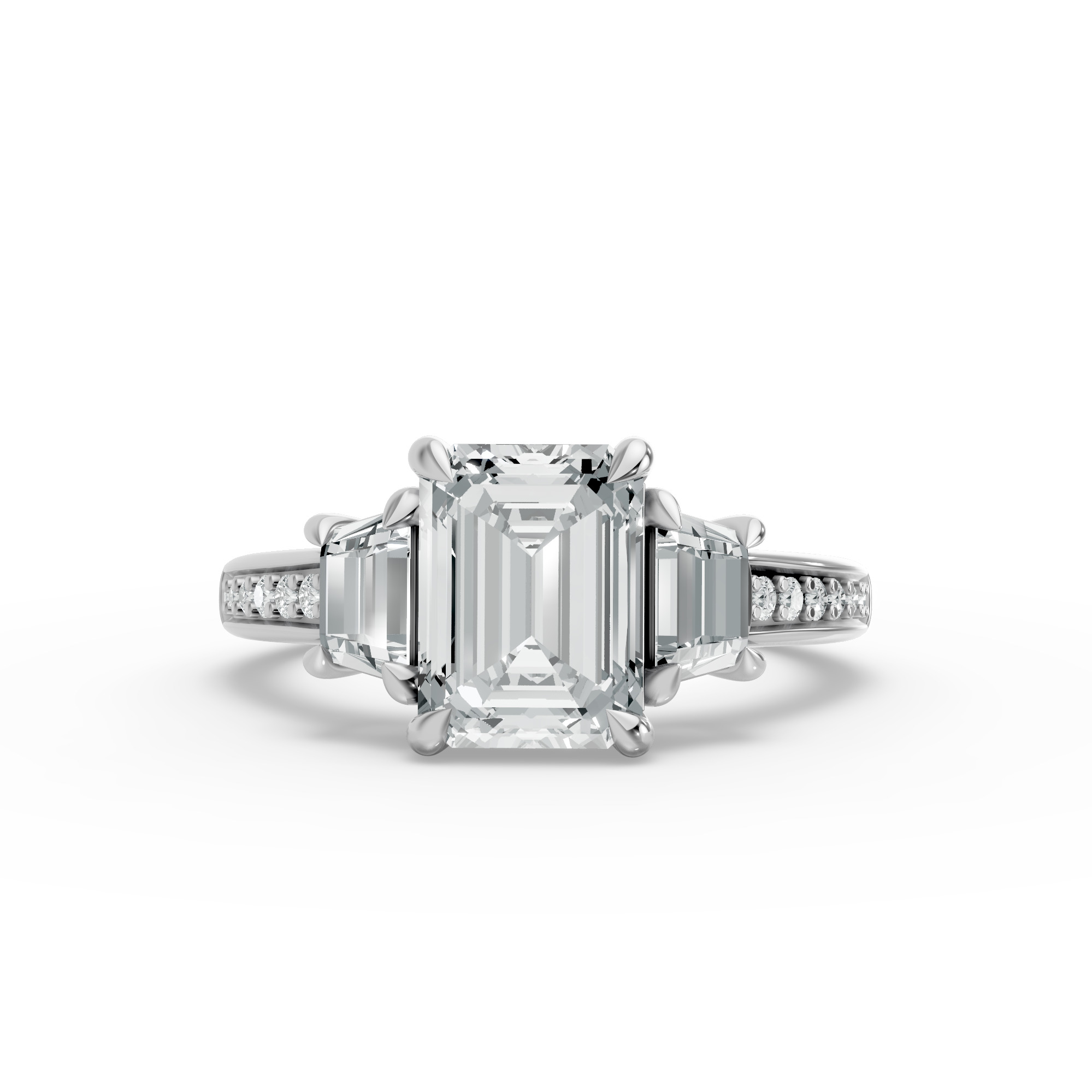 Emerald Shape Diamond Fancy Engagement Ring in Gold