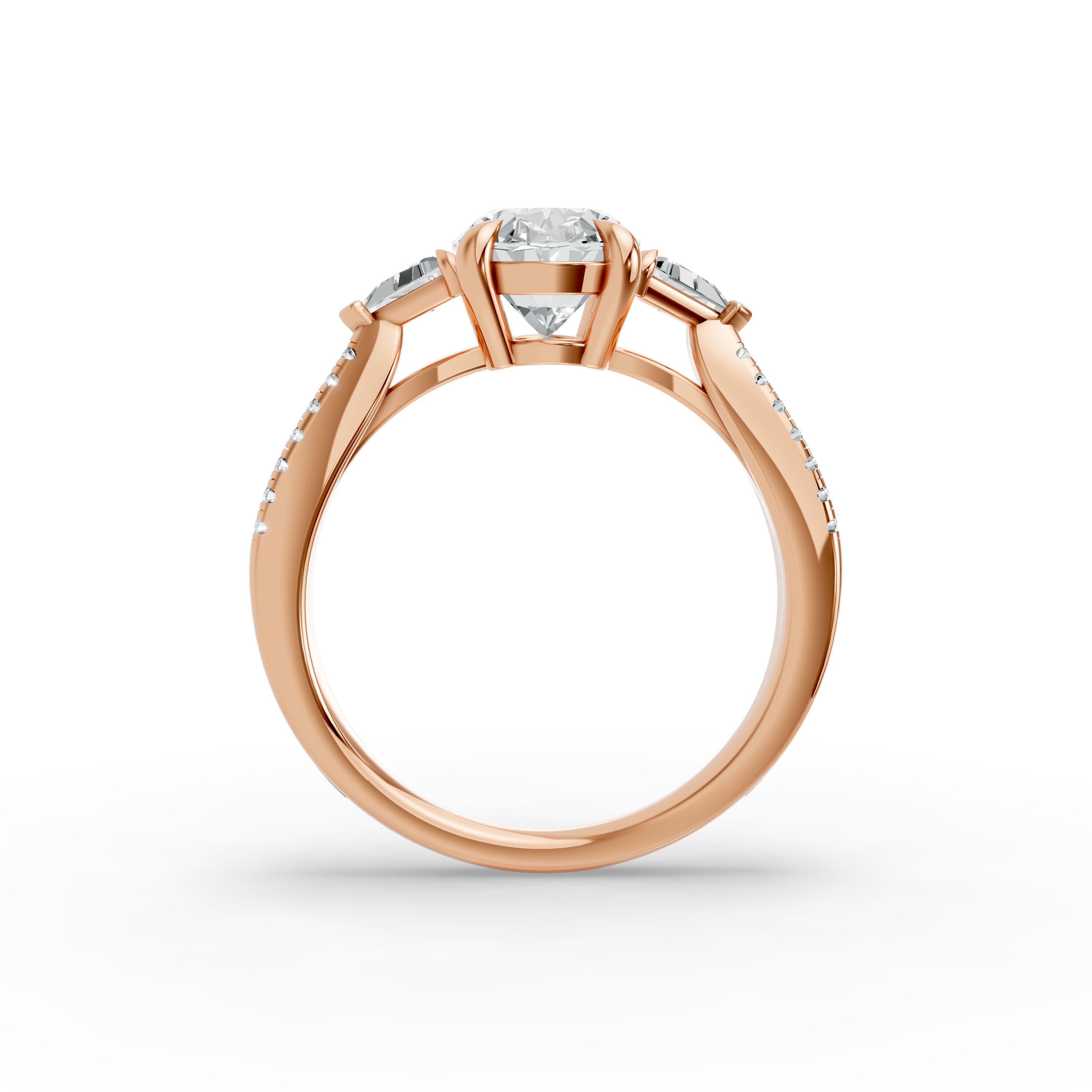 Oval Shape Diamond Fancy Engagement Ring in Gold