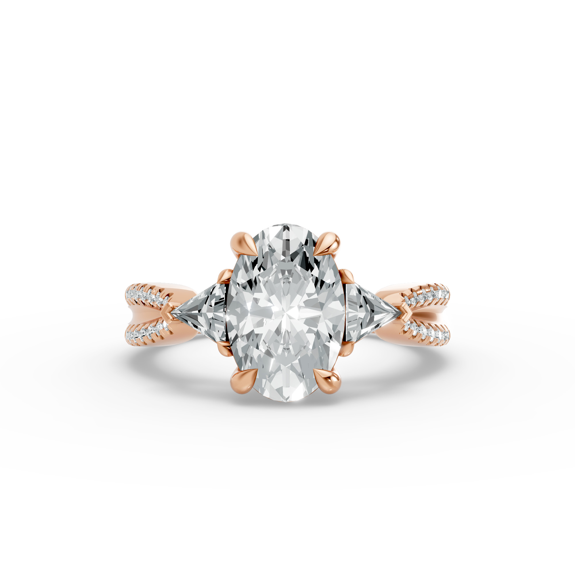 Oval Shape Diamond Fancy Engagement Ring in Gold