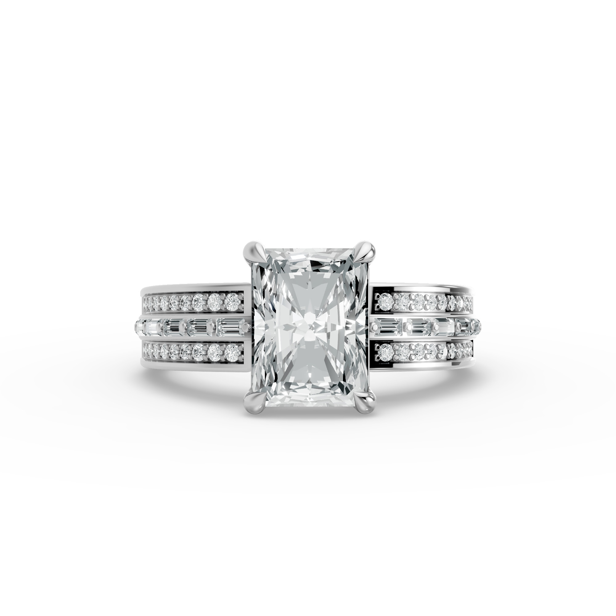 Radiant Shape Diamond Fancy Engagement Ring in Gold