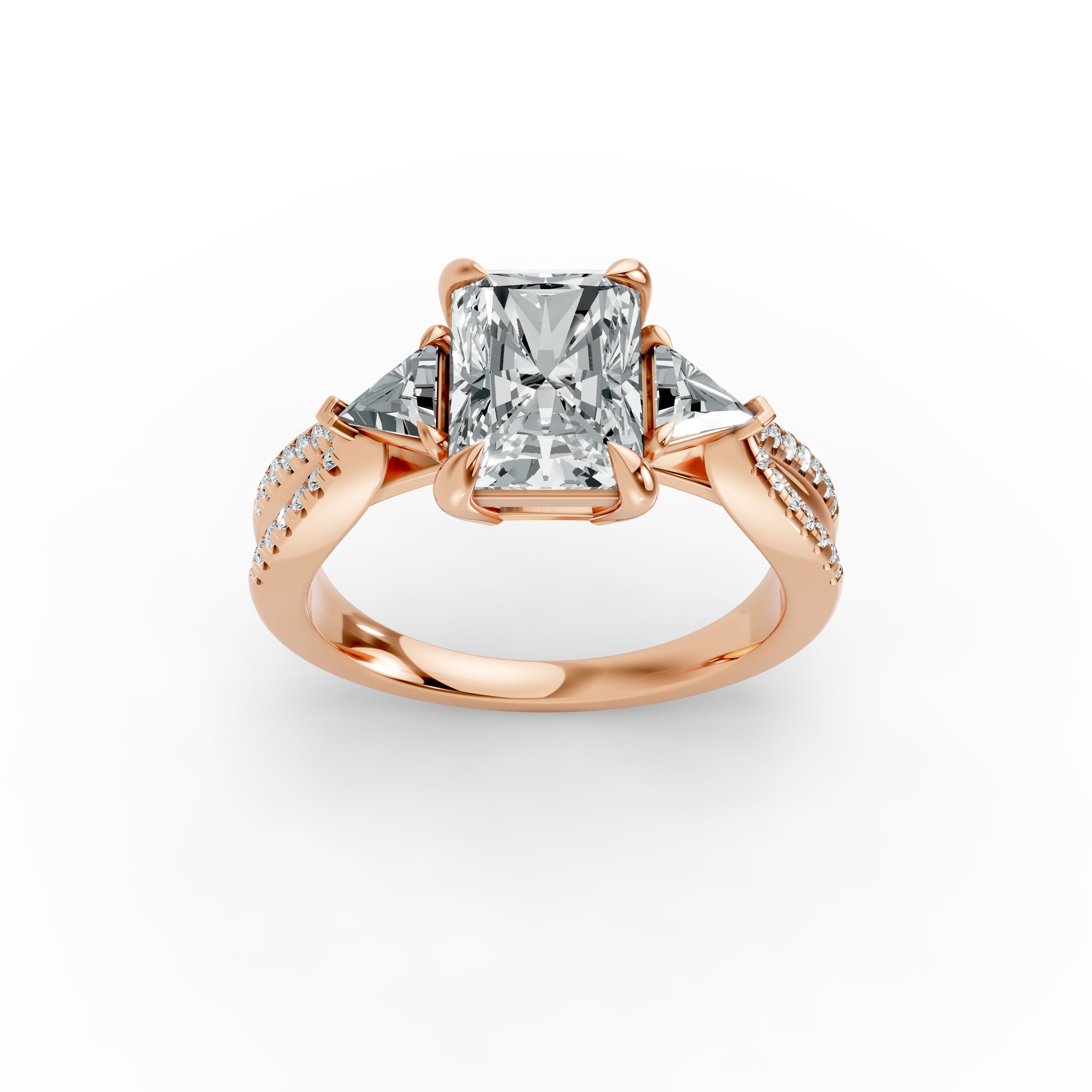 Radiant Shape Diamond Fancy Engagement Ring in Gold