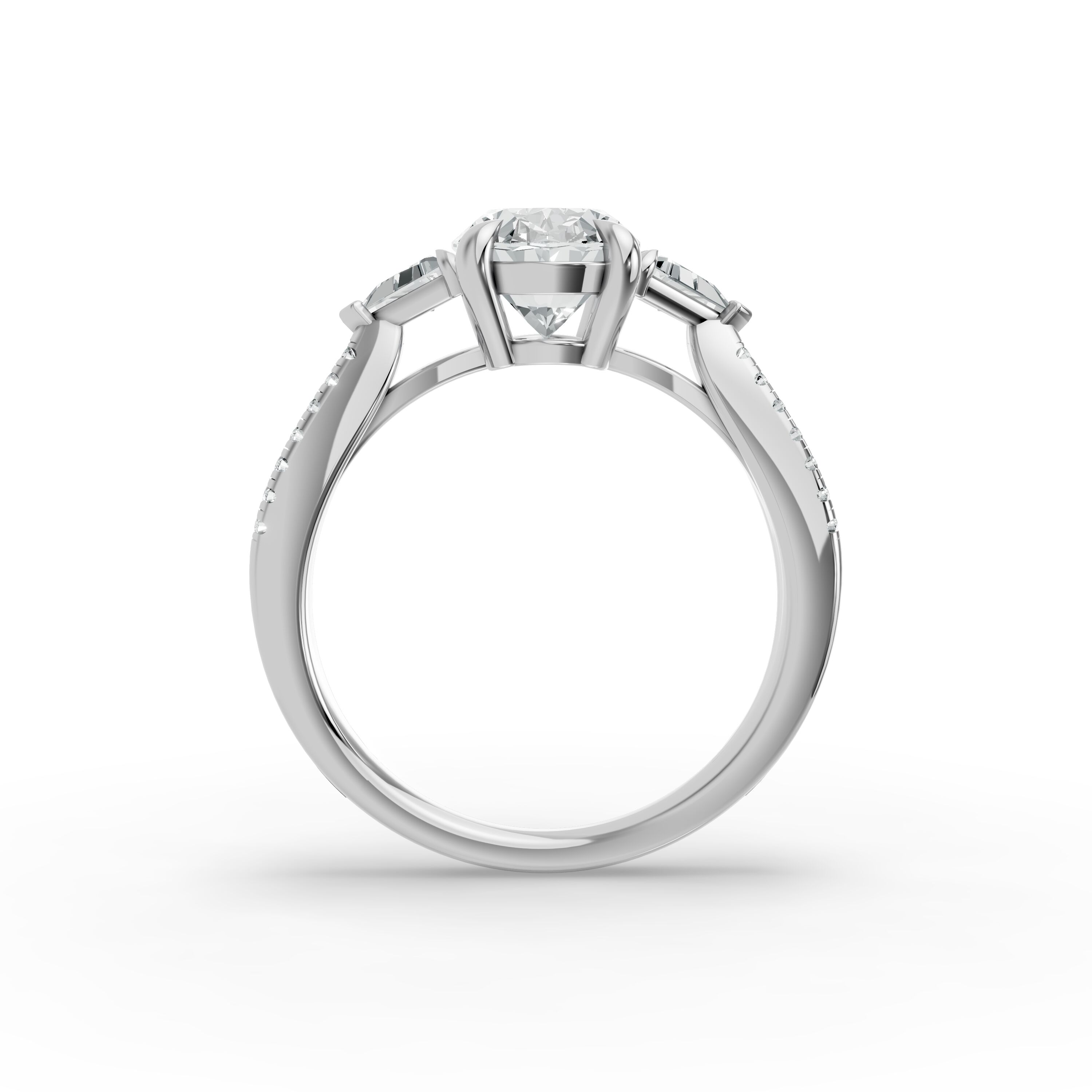 Oval Shape Diamond Fancy Engagement Ring in Gold