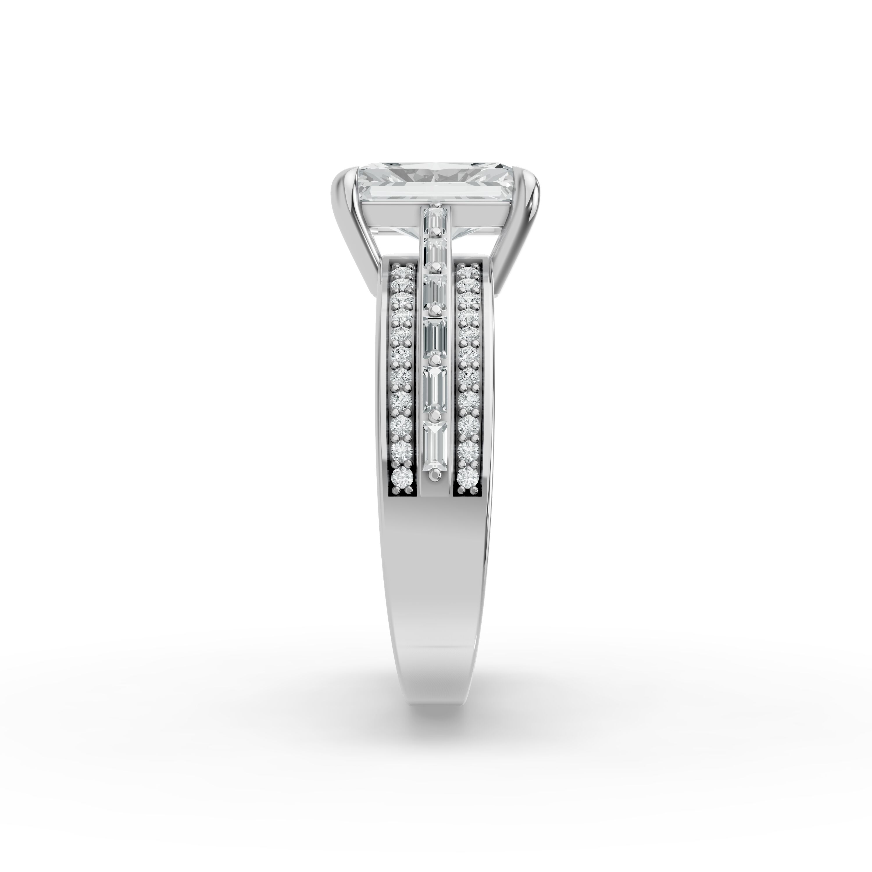 Radiant Shape Diamond Fancy Engagement Ring in Gold