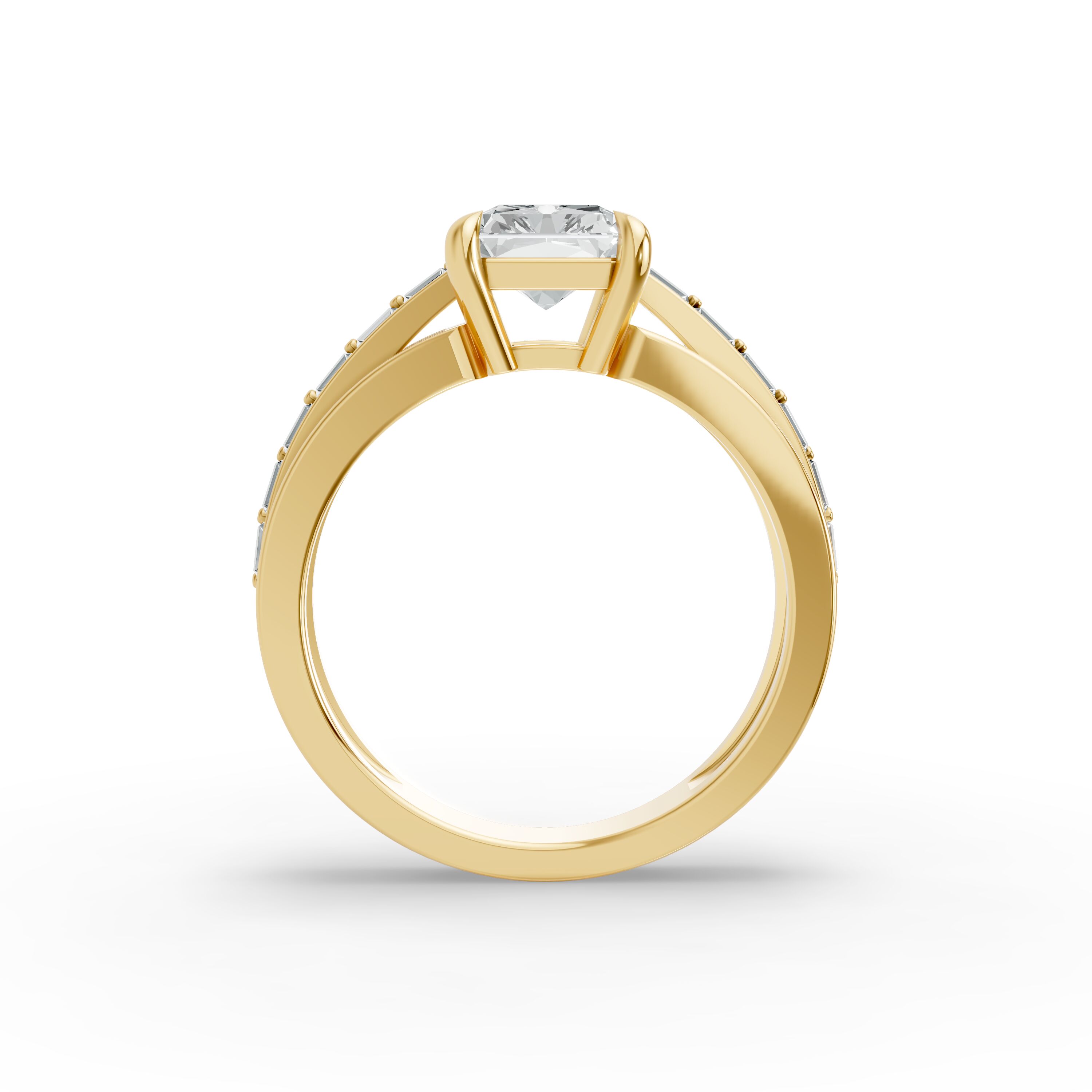 Radiant Shape Diamond Fancy Engagement Ring in Gold