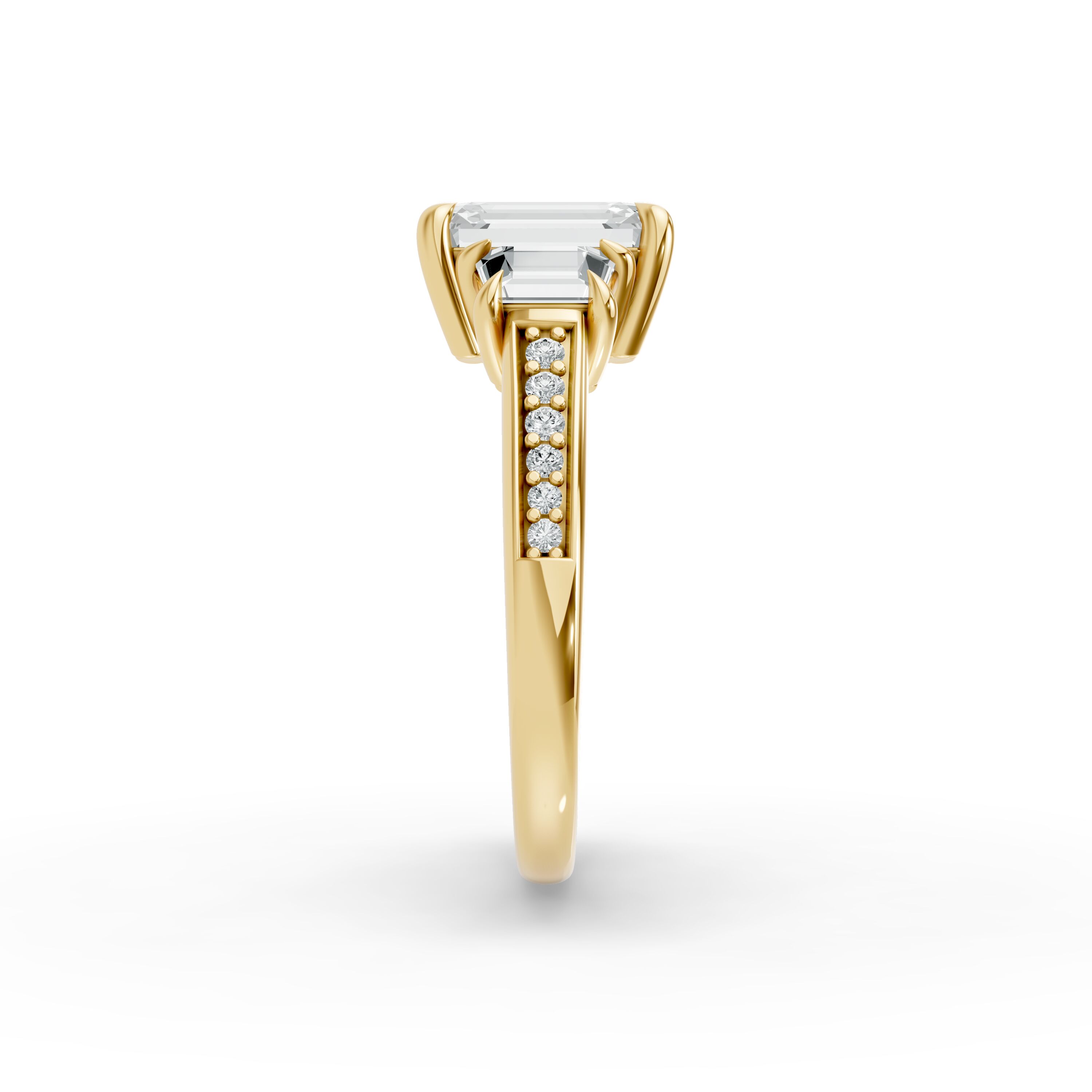 Emerald Shape Diamond Fancy Engagement Ring in Gold