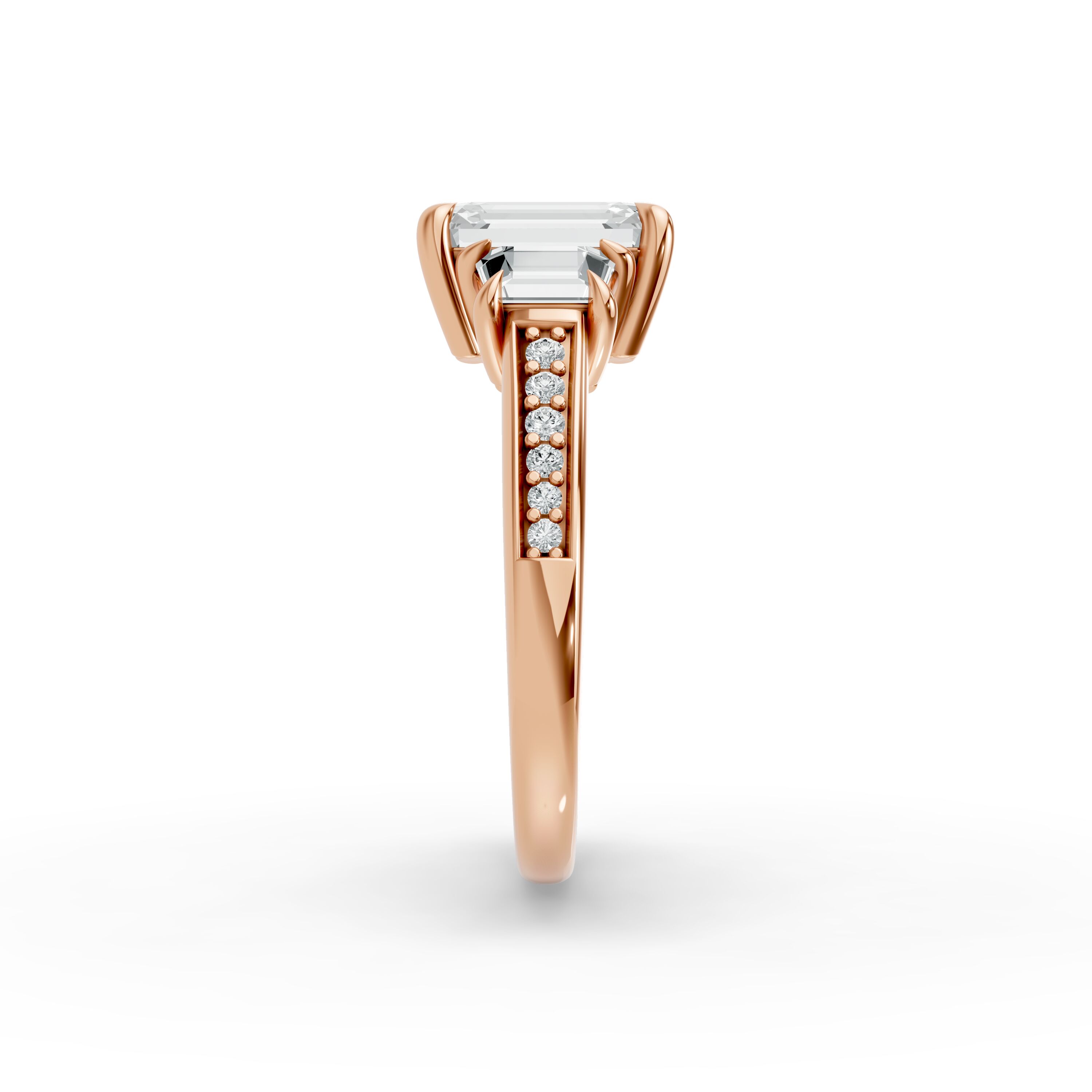 Emerald Shape Diamond Fancy Engagement Ring in Gold