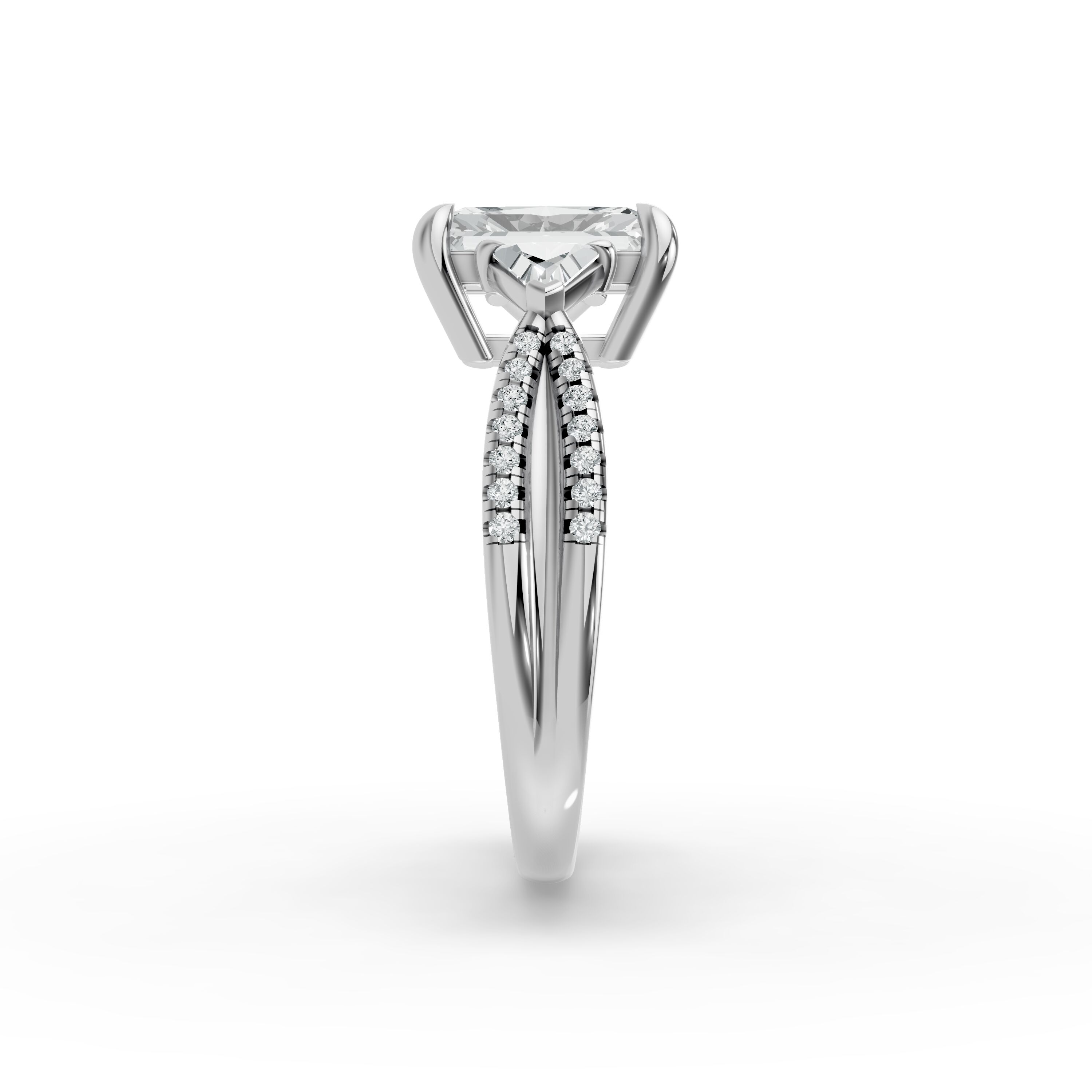 Radiant Shape Diamond Fancy Engagement Ring in Gold
