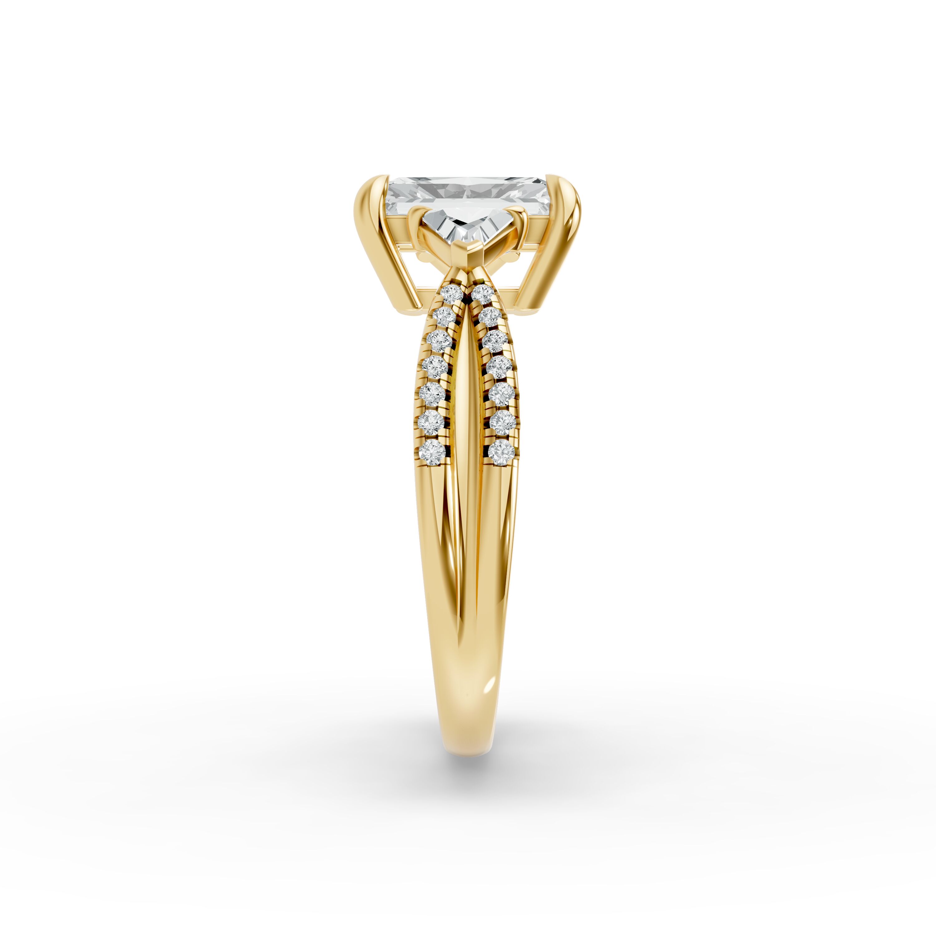 Radiant Shape Diamond Fancy Engagement Ring in Gold